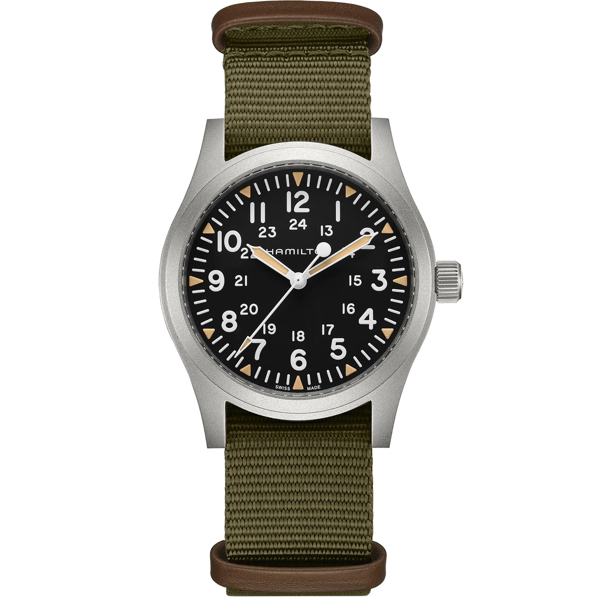 Hamilton Khaki Field 42mm Black Dial NATO Mechanical watch H69529933 front view