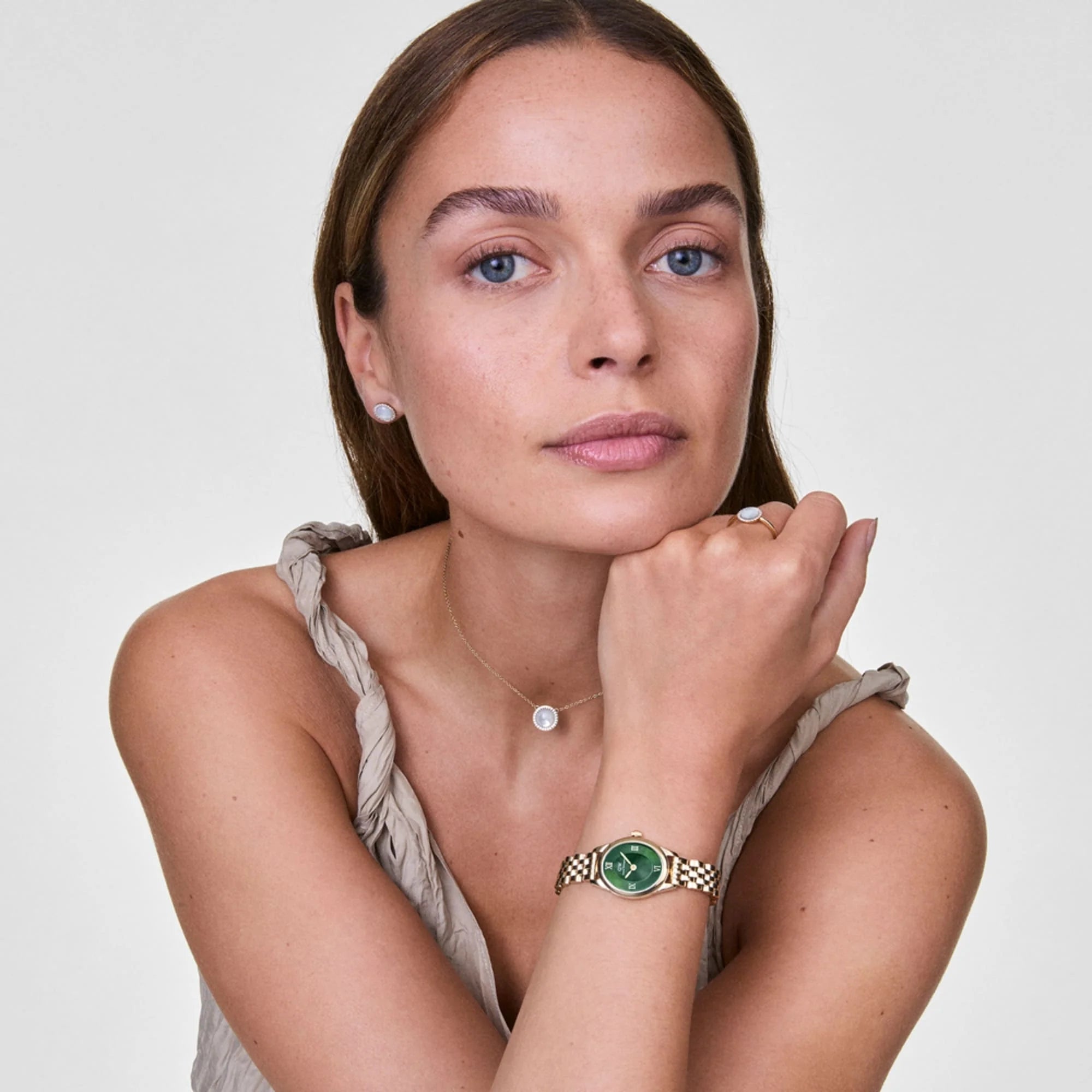 Daniel Wellington Ophelia 22mm Green Dial Steel Ladies Quartz Watch DW00100804