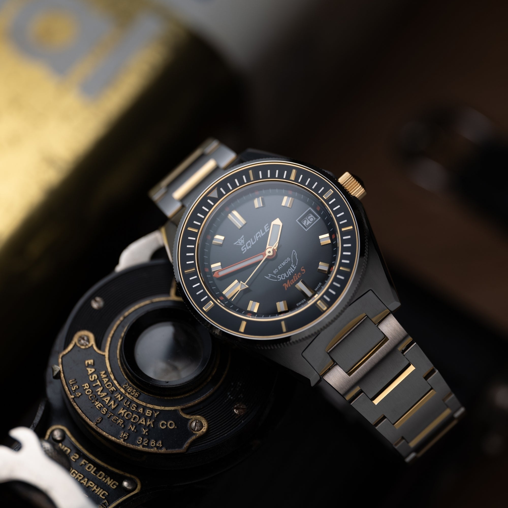 Squale Matic S 39,5 mm Schwarzes Zifferblatt Stahl Herren Automatikuhr MATICGBKBK.SSBI