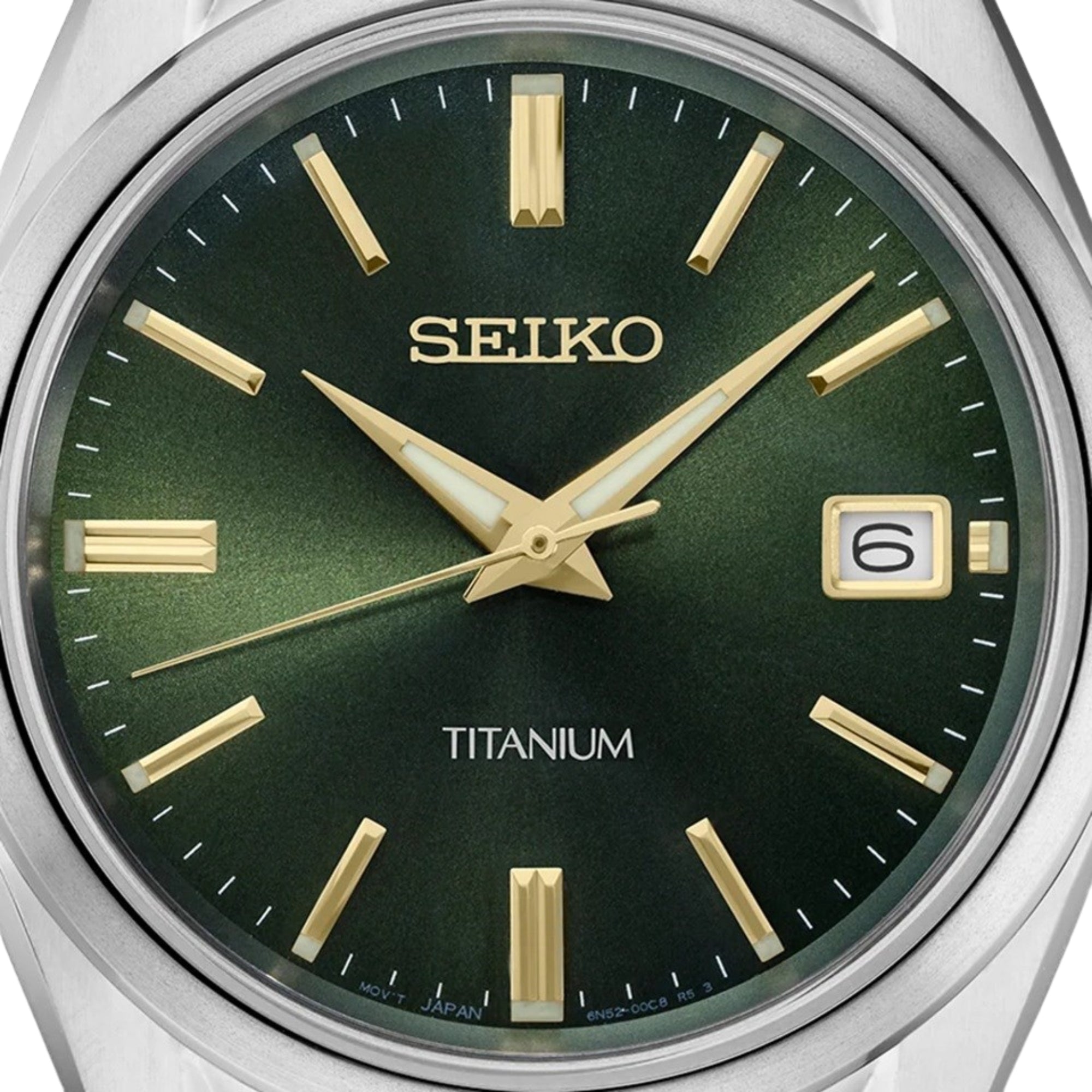 Seiko Essentials 40mm Green Dial Two-Tone Titanium Mens Quartz Watch SUR377P1
