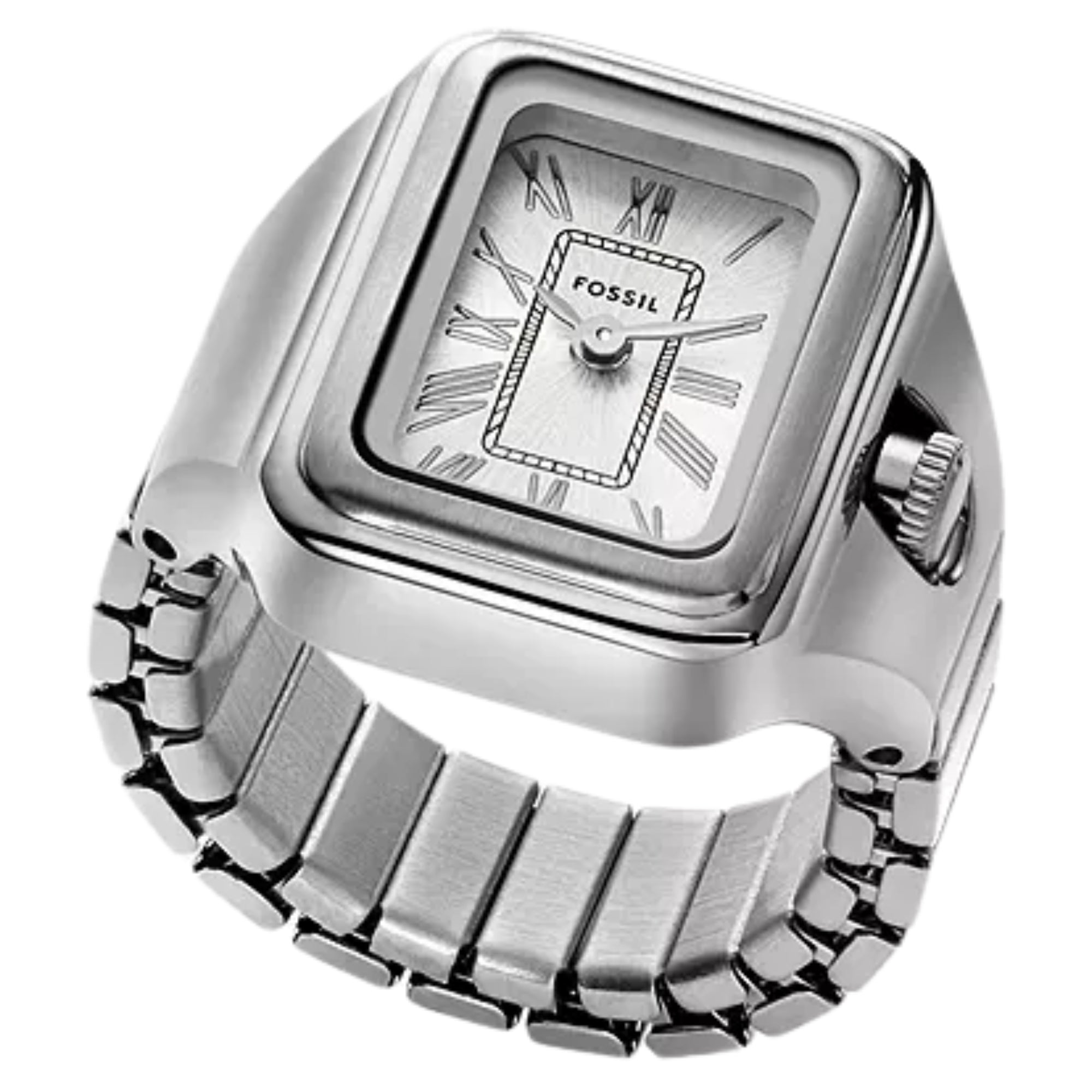 Fossil Raquel 14mm Silver Dial Steel Ladies Quartz Ring Watch ES5344