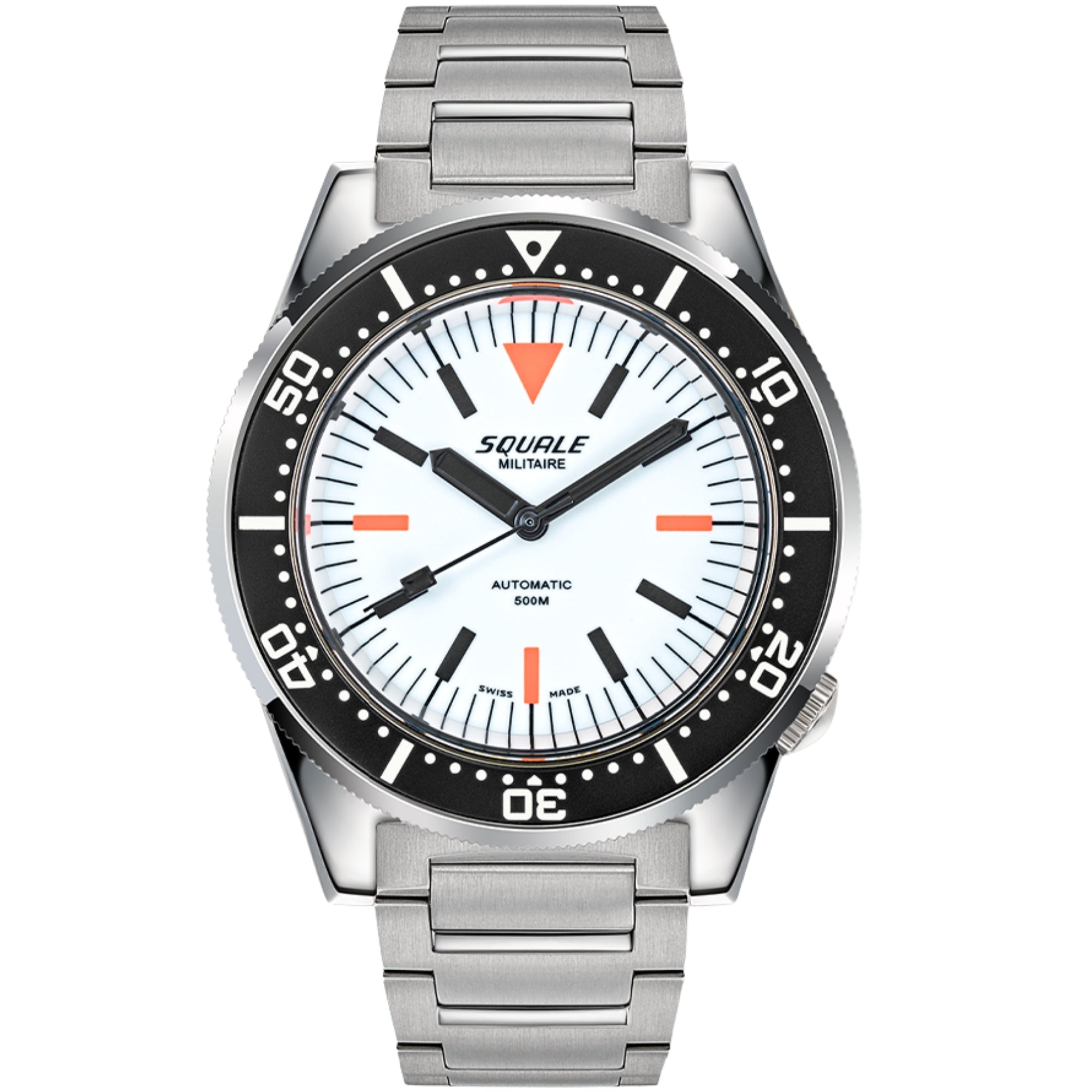 Reloj automático para hombre Squale 1521 Full Luminous Militaire 42mm con esfera blanca y caja de acero 1521FUMIWT.SQ20B