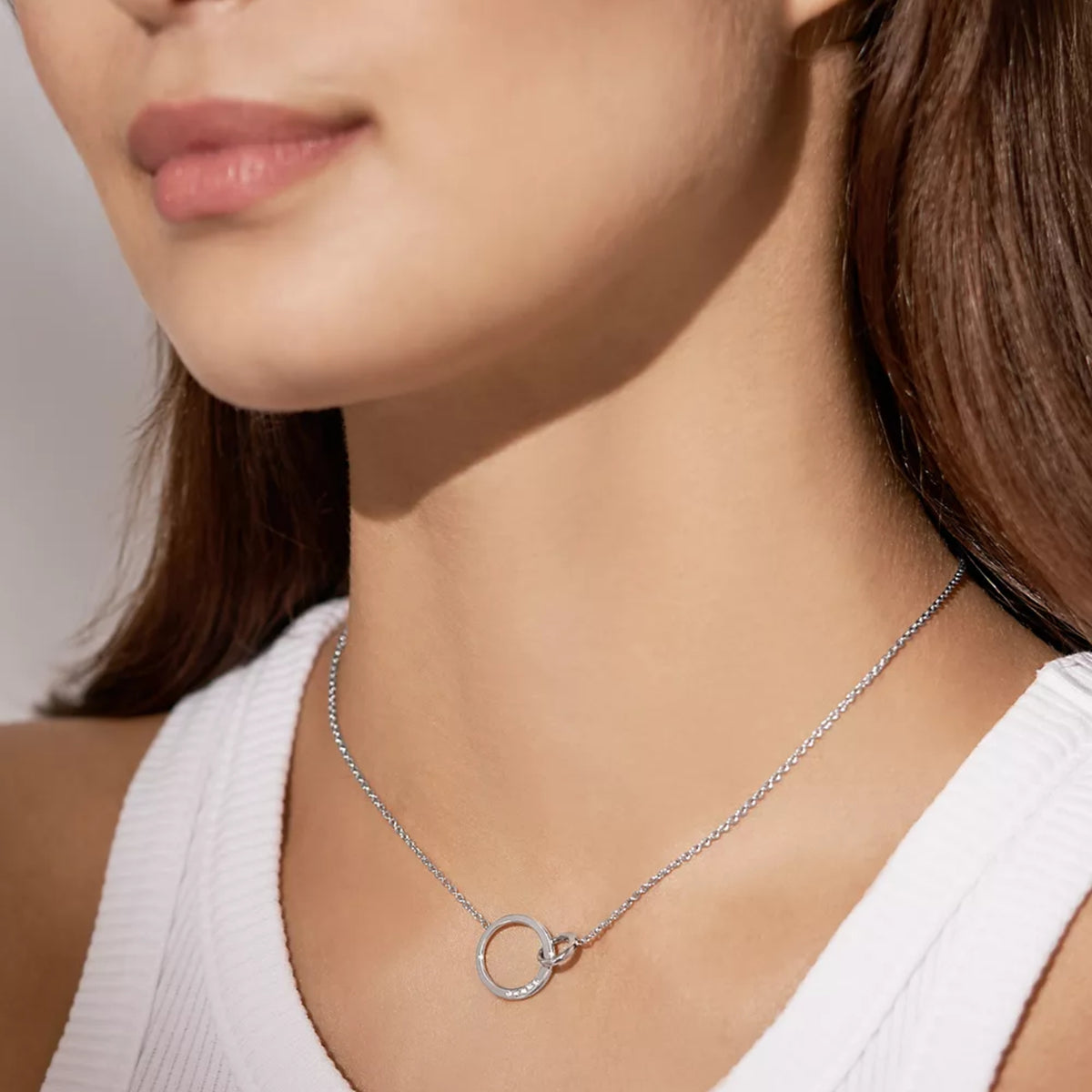 Skagen Kariana Silver-Tone Crystal Pendant Women's Necklace SKJ1053040