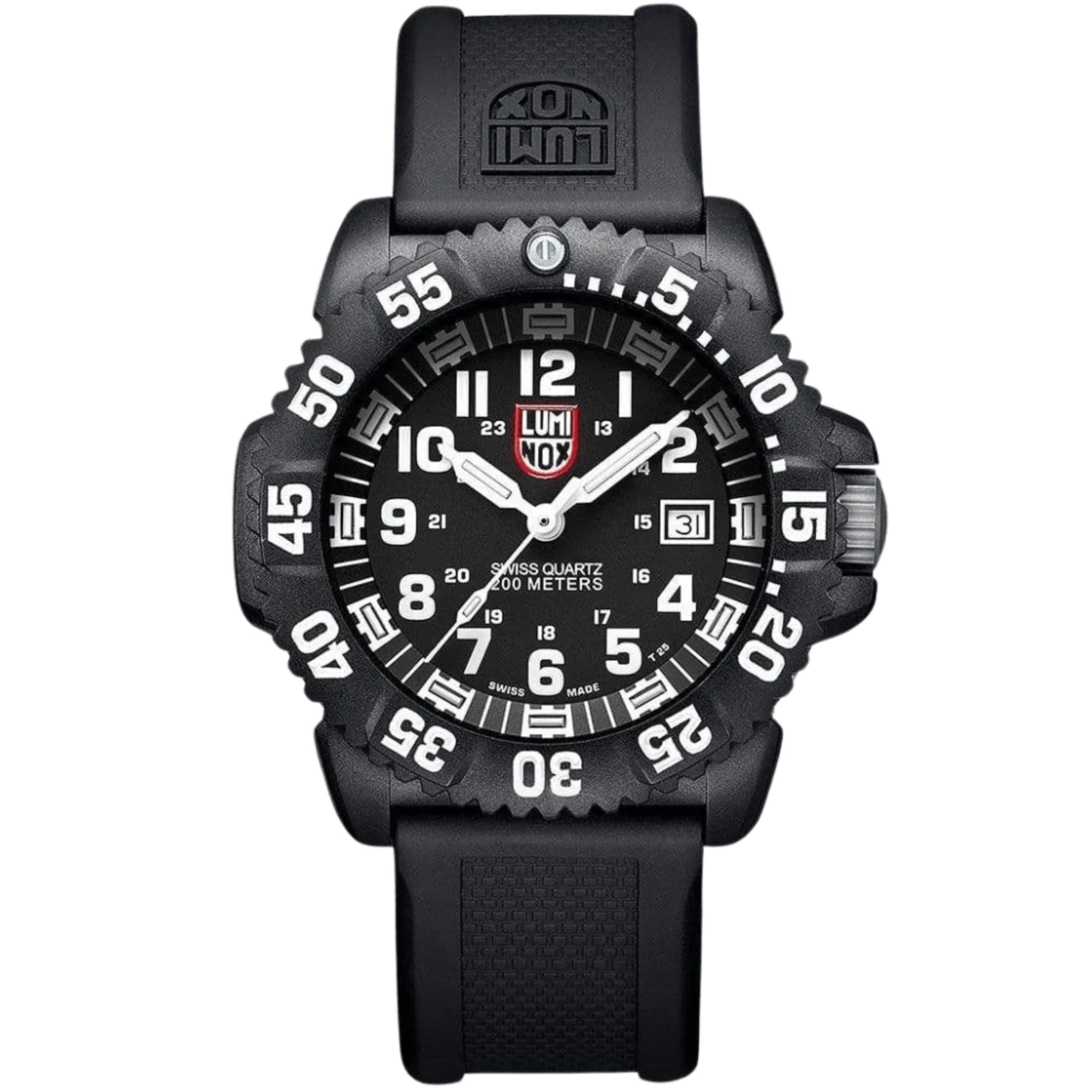 Luminox Original Navy SEAL 3000 44mm Schwarzes Zifferblatt Gummi Herren Quarz Uhr XS.3051.F