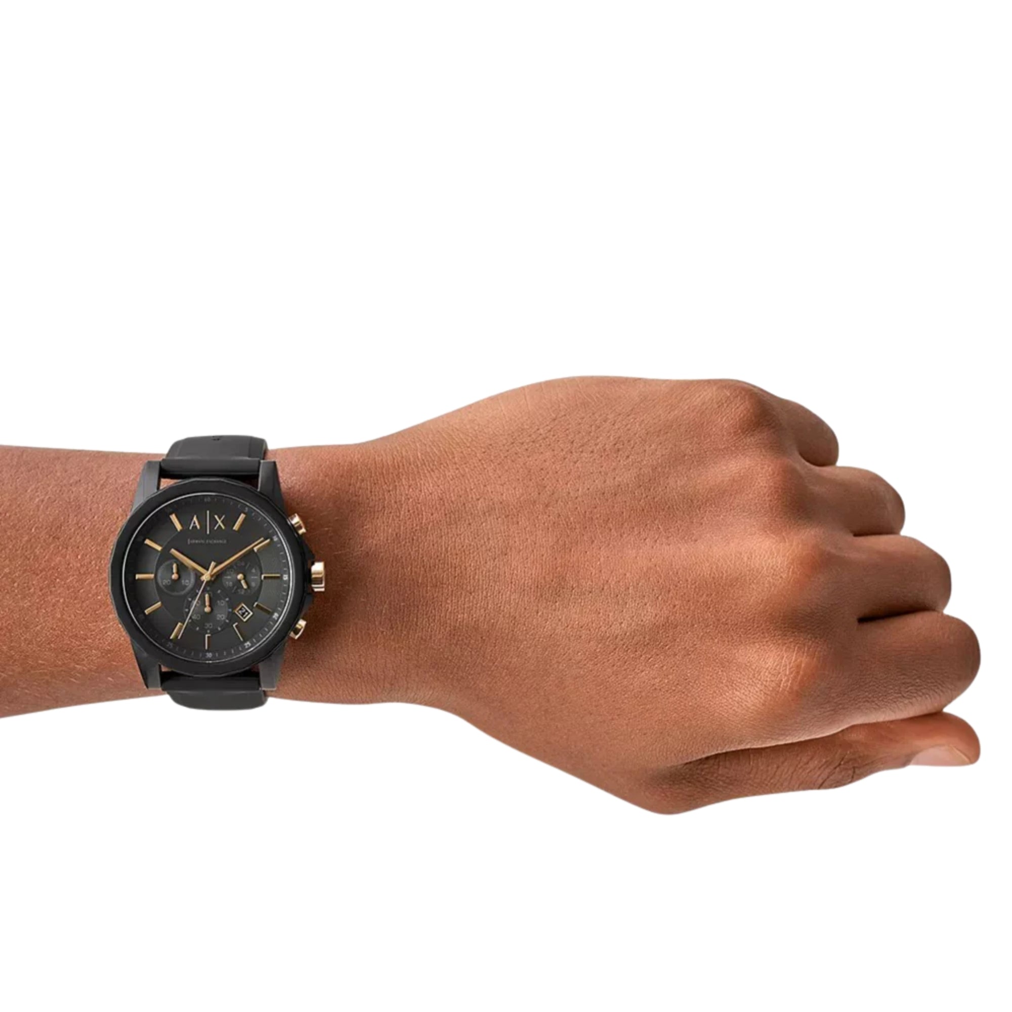 Armani Exchange Chronograph Black Dial Silicone Watch AX7105