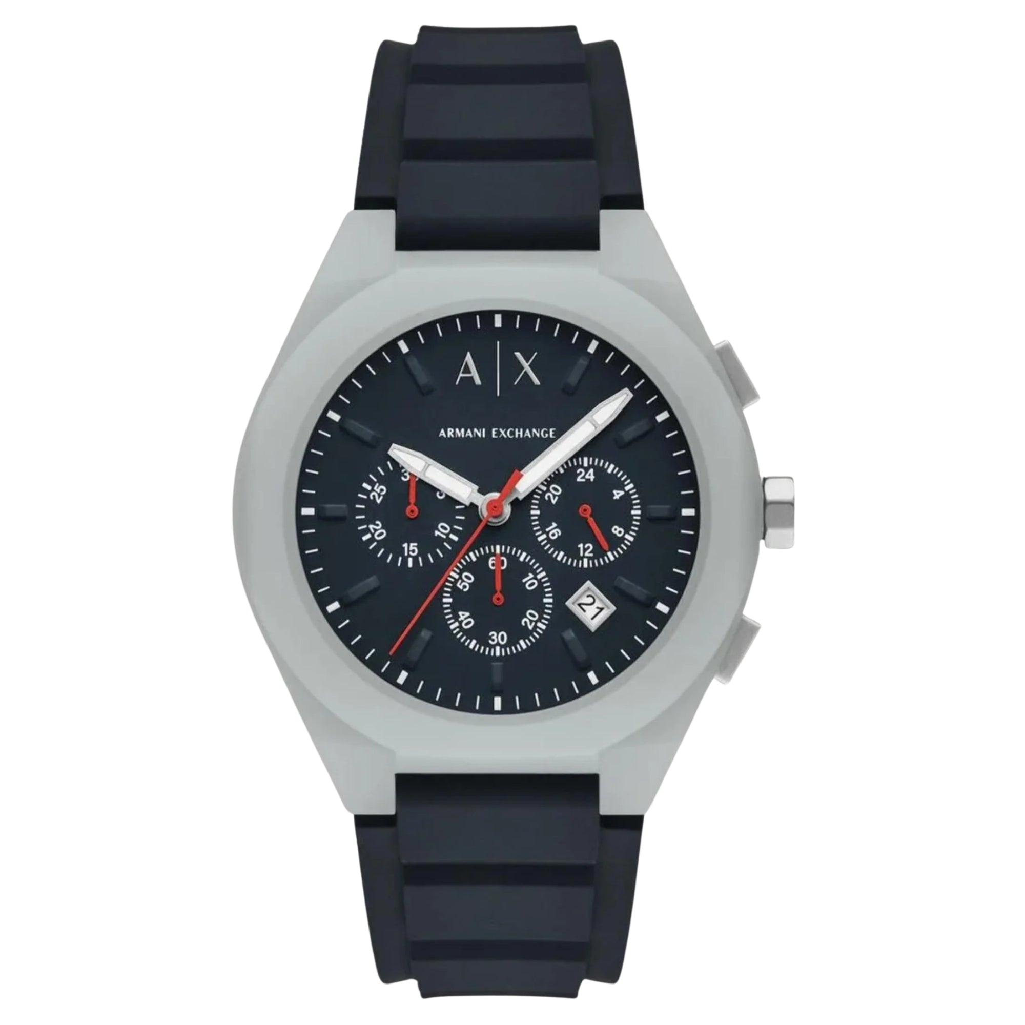 Armani Exchange Sync 44mm Chronograph Blue Dial Silicone Mens Quartz Watch AX4172