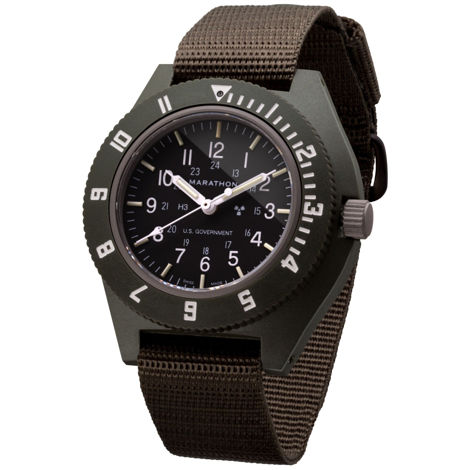 Orologio da uomo Marathon Pilot's Navigator Sage Green quarzo quadrante nero WW194001SG-0002
