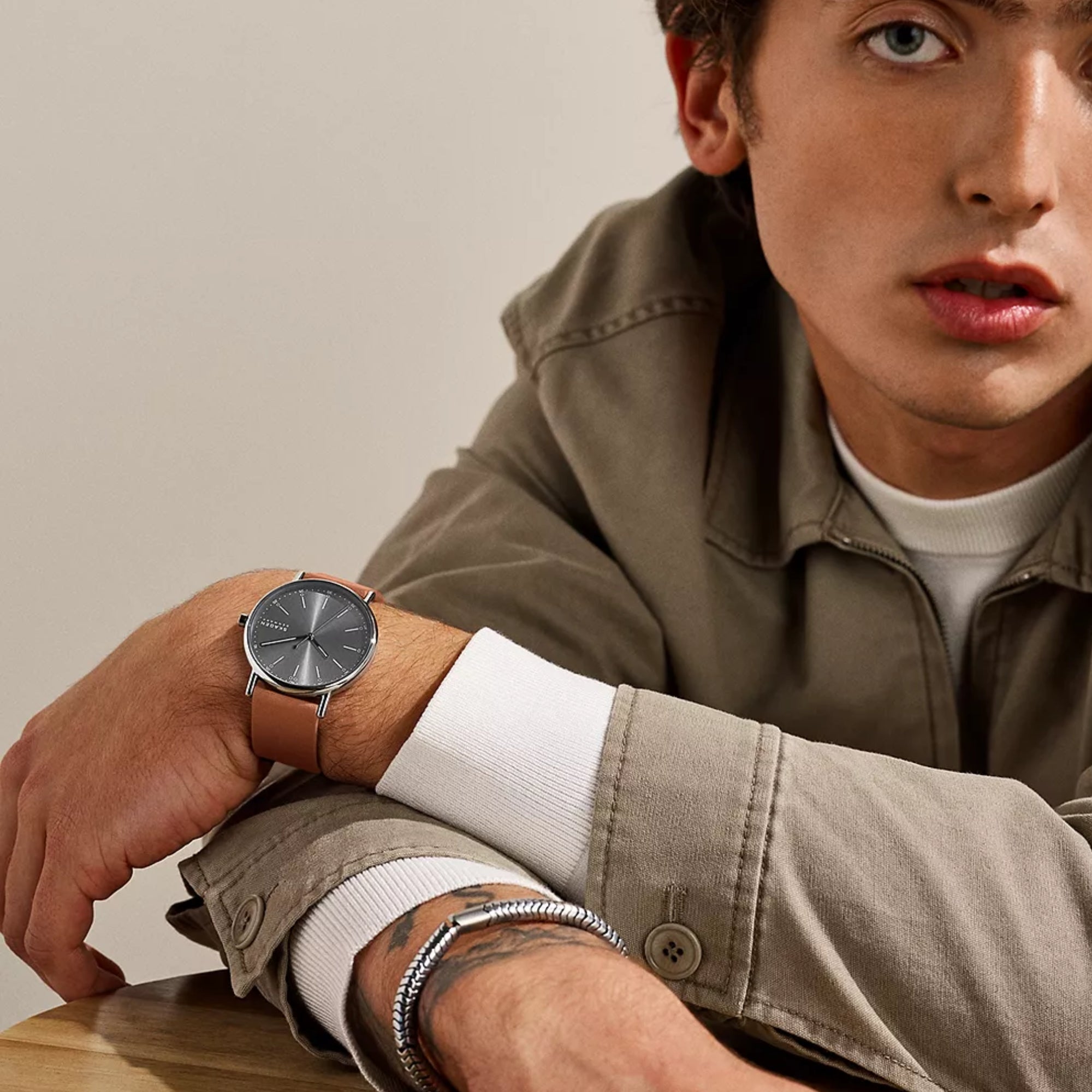 Orologio da uomo Skagen Signatur a tre lancette con quadrante carbone SKW6578