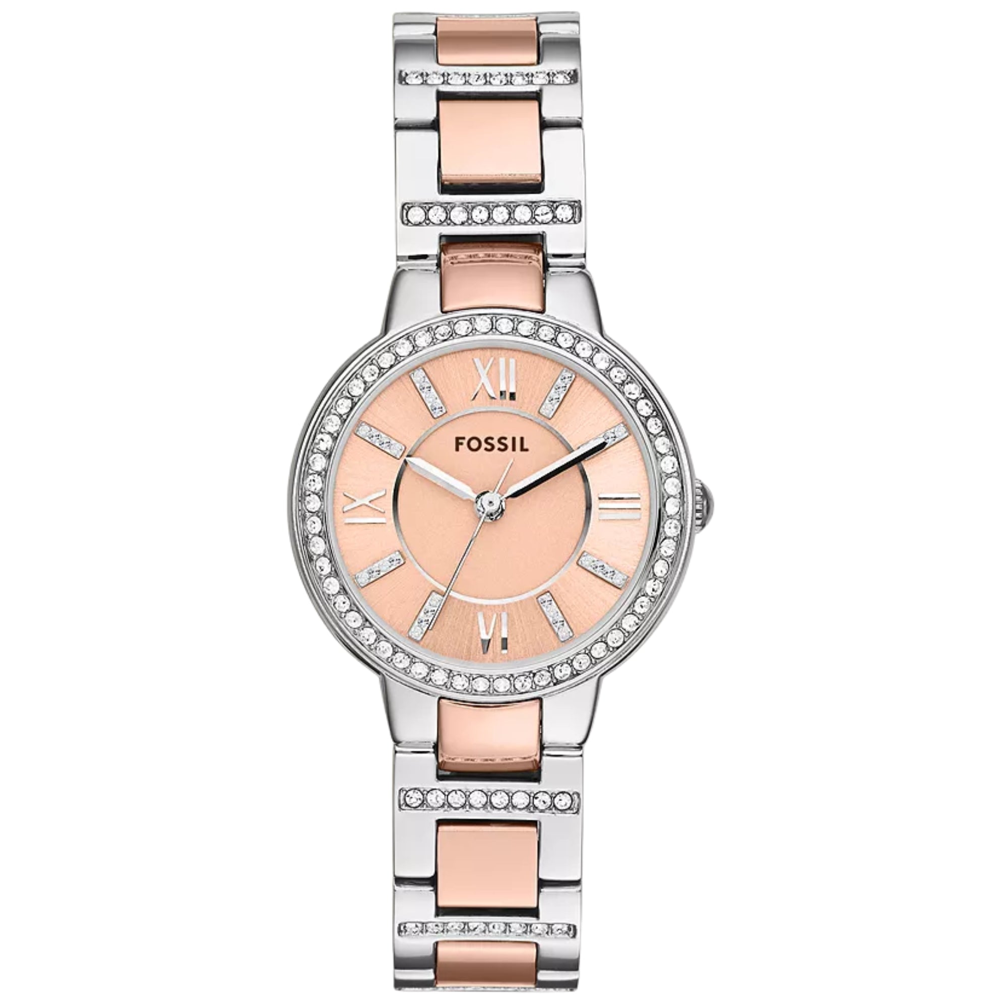 Fossil Virginia 30mm Rose Gold Dial Steel Ladies Quartz Watch ES3405