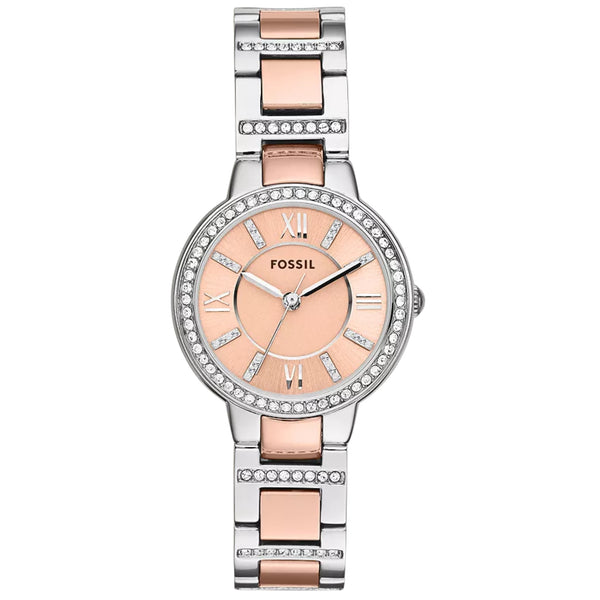 Fossil Virginia 30mm Rose Gold Dial Steel Ladies Quartz Watch ES3405