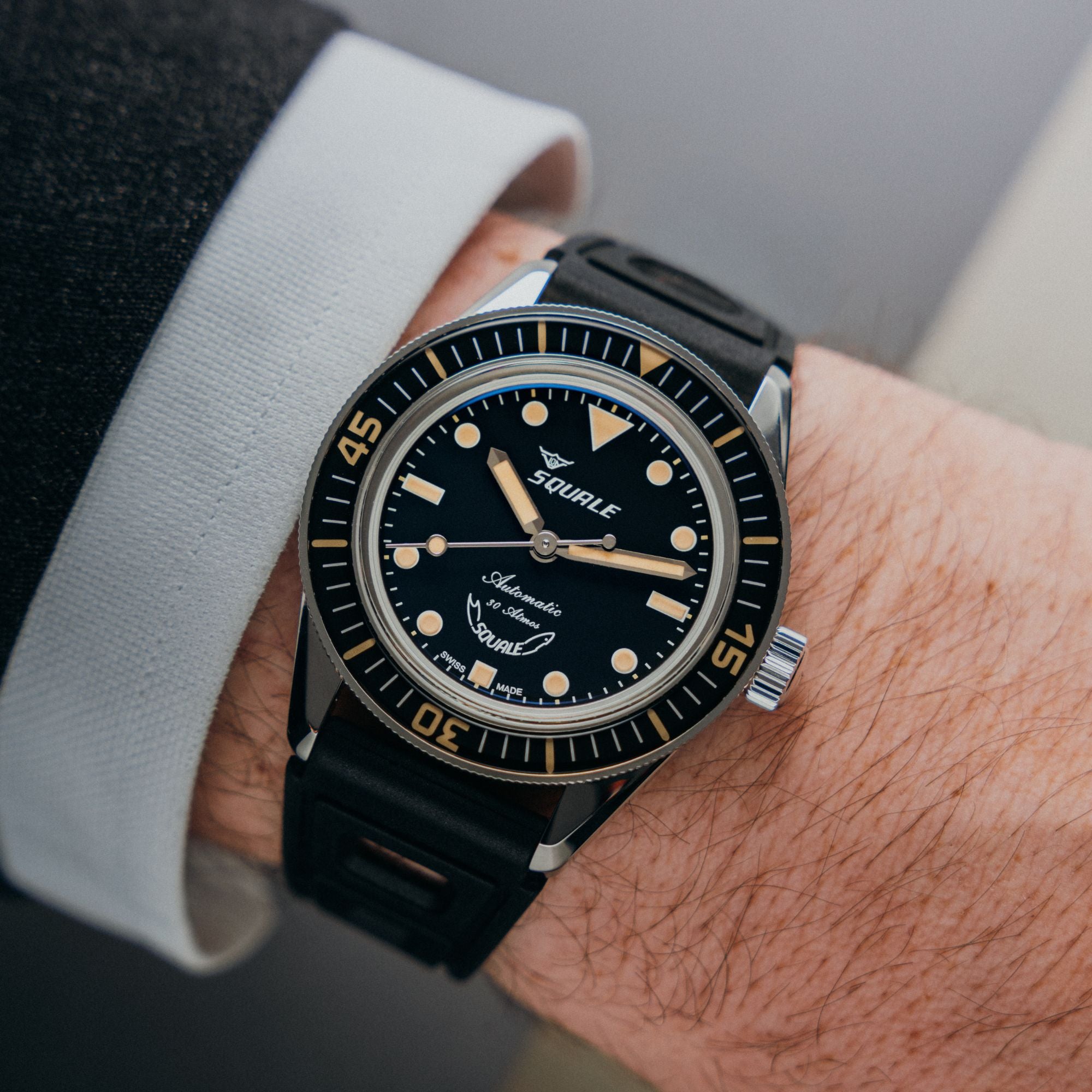 Squale SUB-37 Legend Black Dial Rubber Strap Men's Watch SUB-37BKBK.RBK