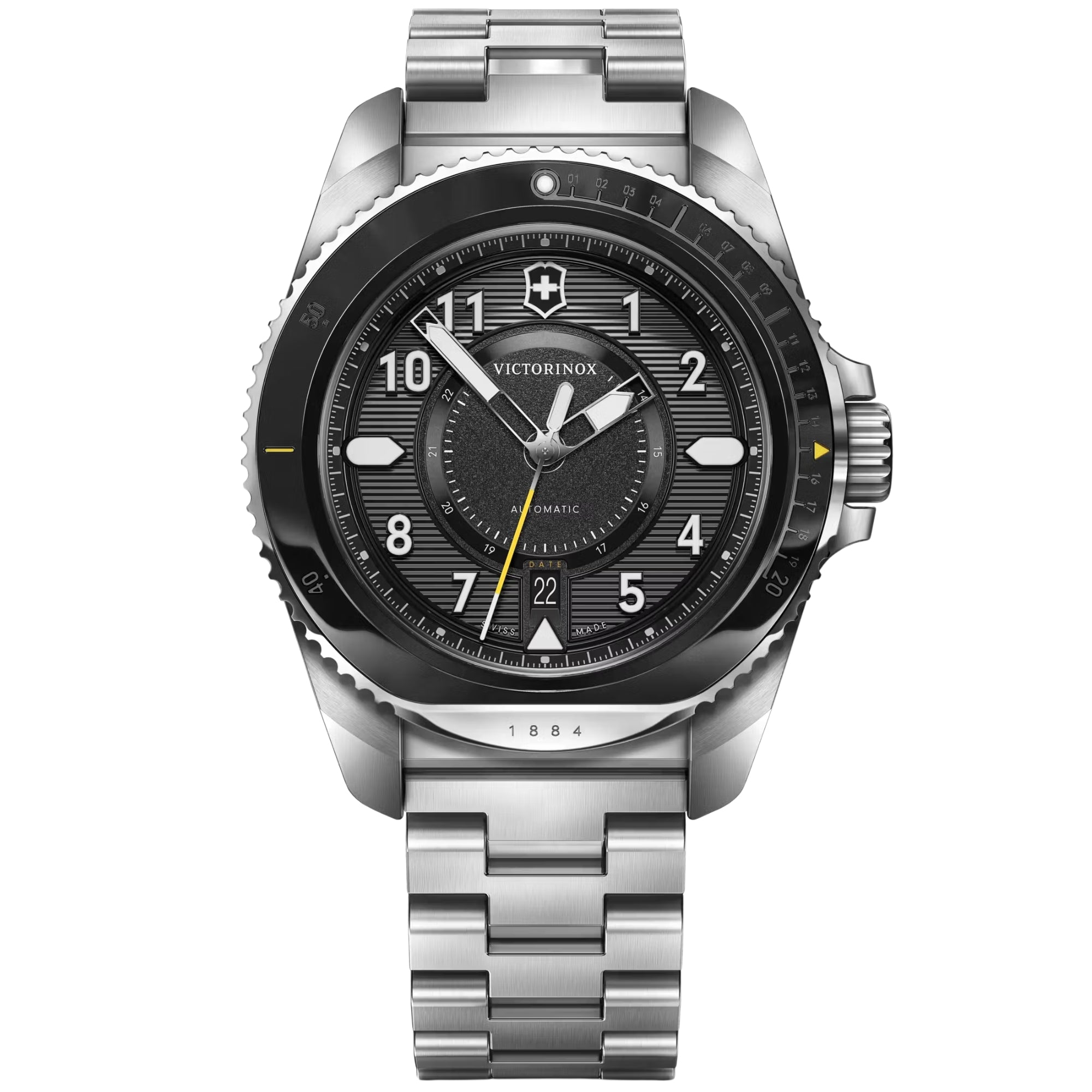 Victorinox Journey 1884 43mm Automatic black dial steel bracelet watch 241981 front view