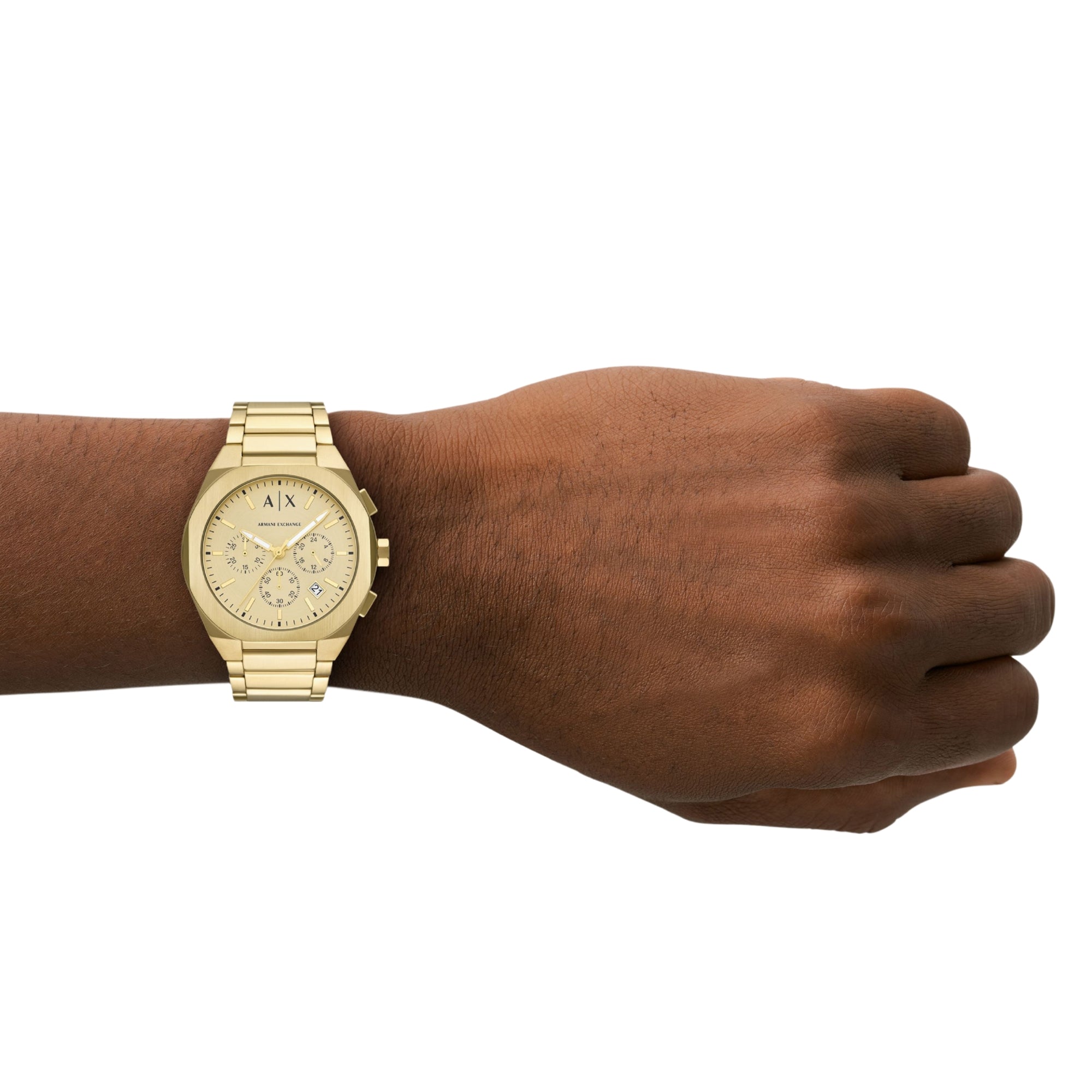 Armani Exchange Sync Gold Dial Steel Mens and Ladies Quartz Couple Watch Set AX7171SET