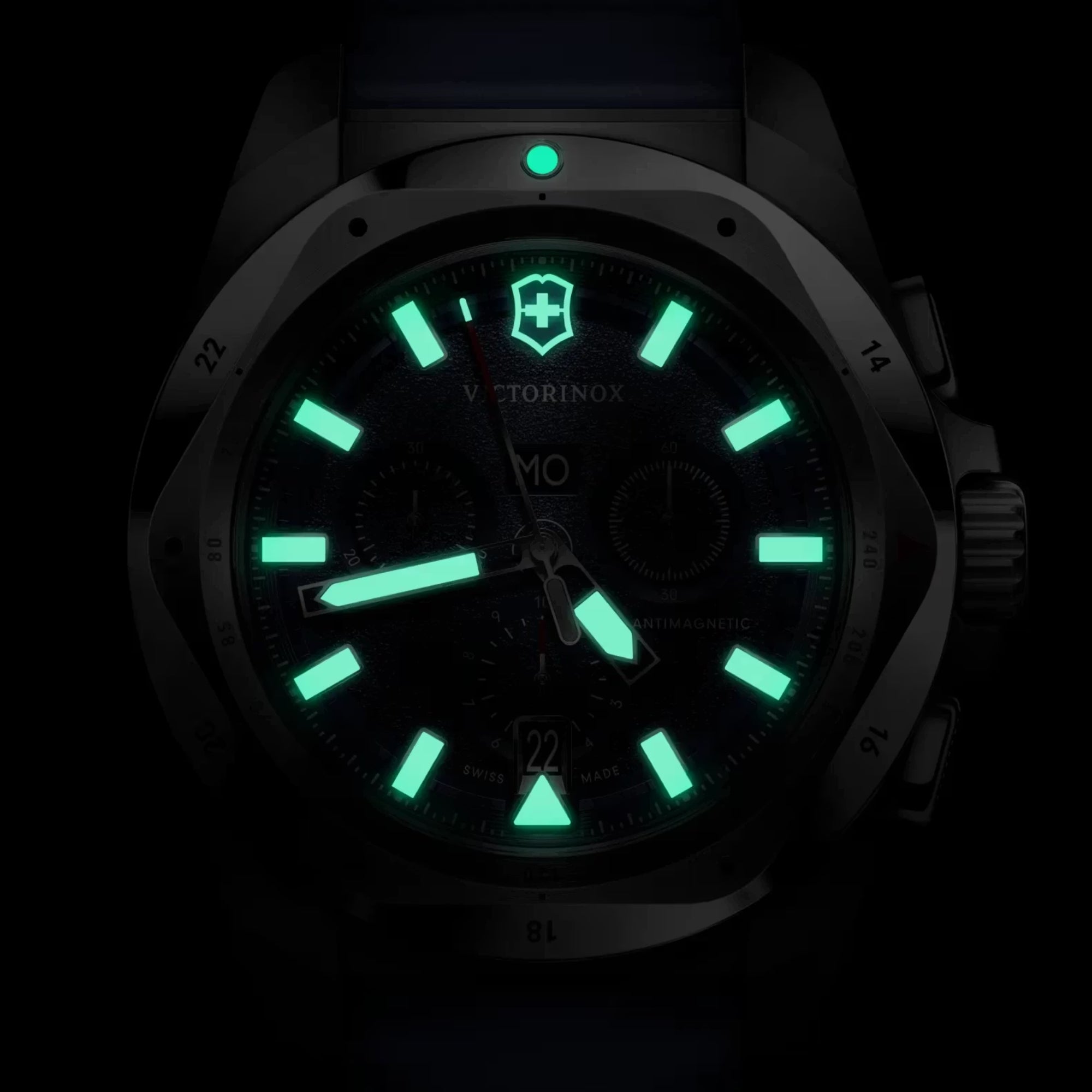 Victorinox I.N.O.X Chrono Quartz Blue Dial Rubber Strap Men's Watch 241984