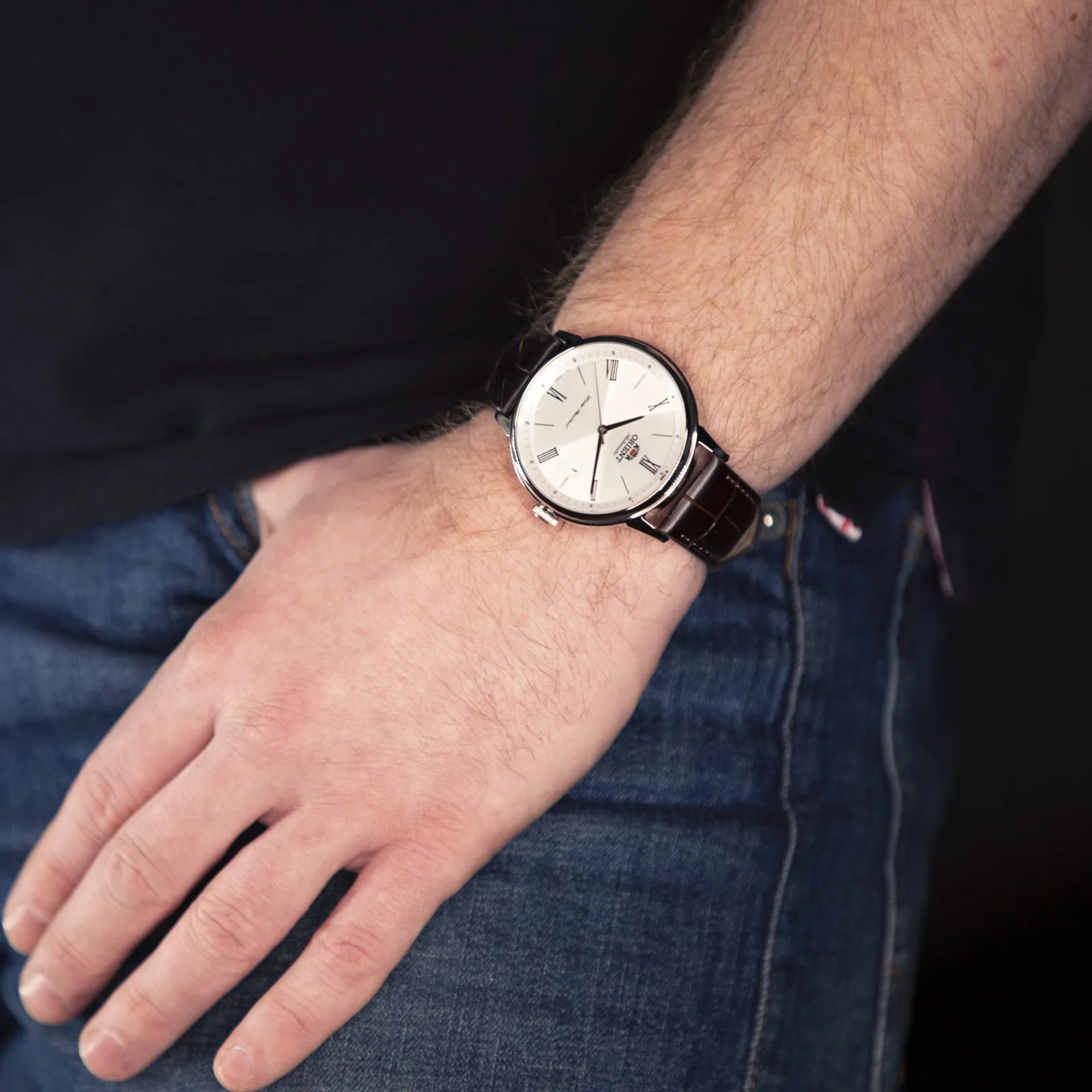 Orient Contemporary Automatic White Dial Leather Strap Men's Watch RA-AC0J06S30B