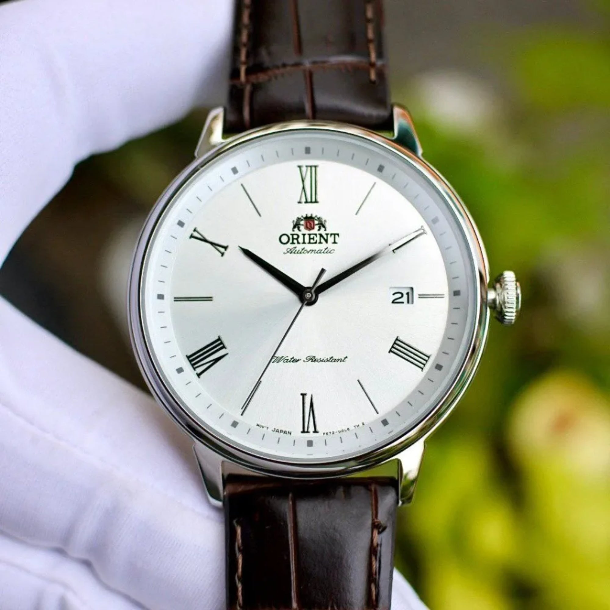 Orient Contemporary Automatic White Dial Leather Strap Men's Watch RA-AC0J06S30B