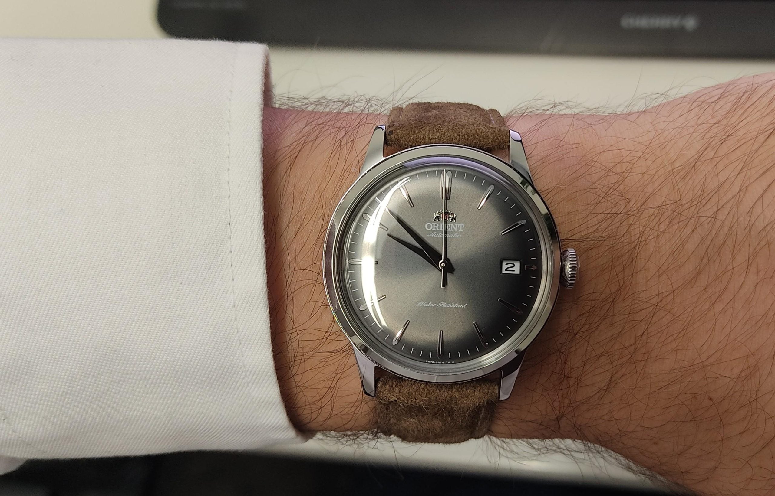 Orient Bambino Classic Vintage Style Automatic Grey Dial Men's Dress Watch RA-AC0M13N30B