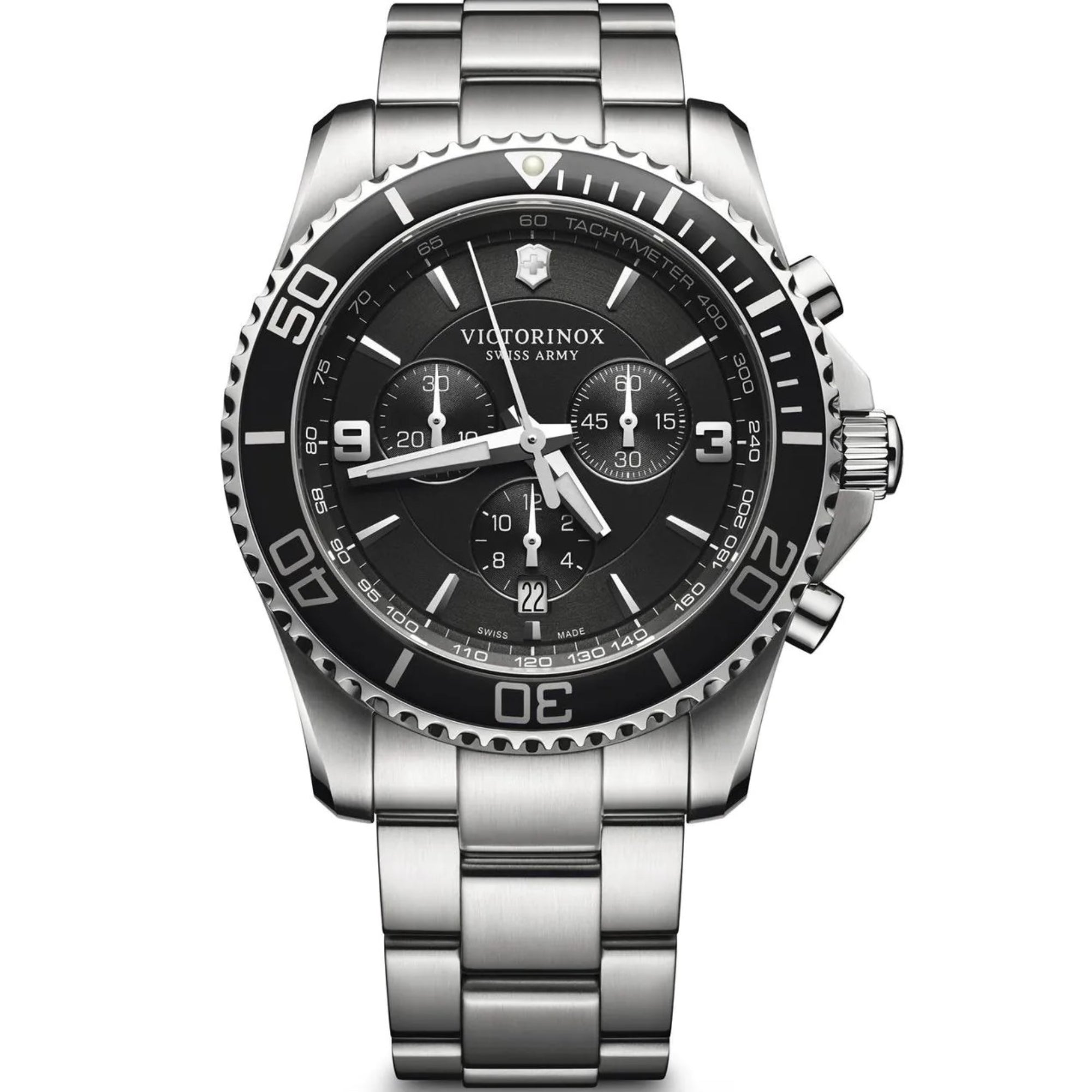 Victorinox Maverick 43mm Chronograph Black Dial Steel Mens Quartz Watc