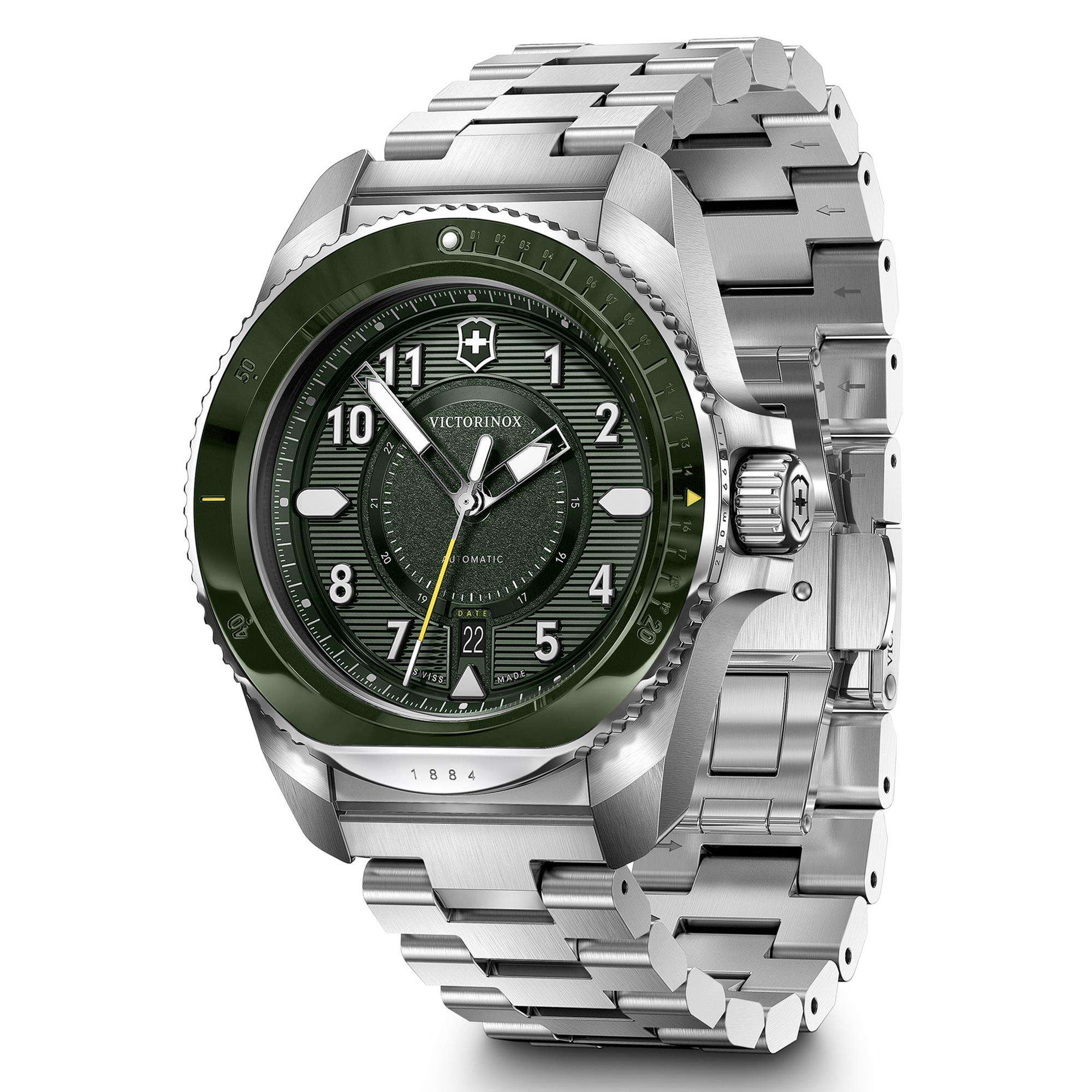 Victorinox Journey 1884 Automatic Green Dial Steel Strap Men's Watch 242015