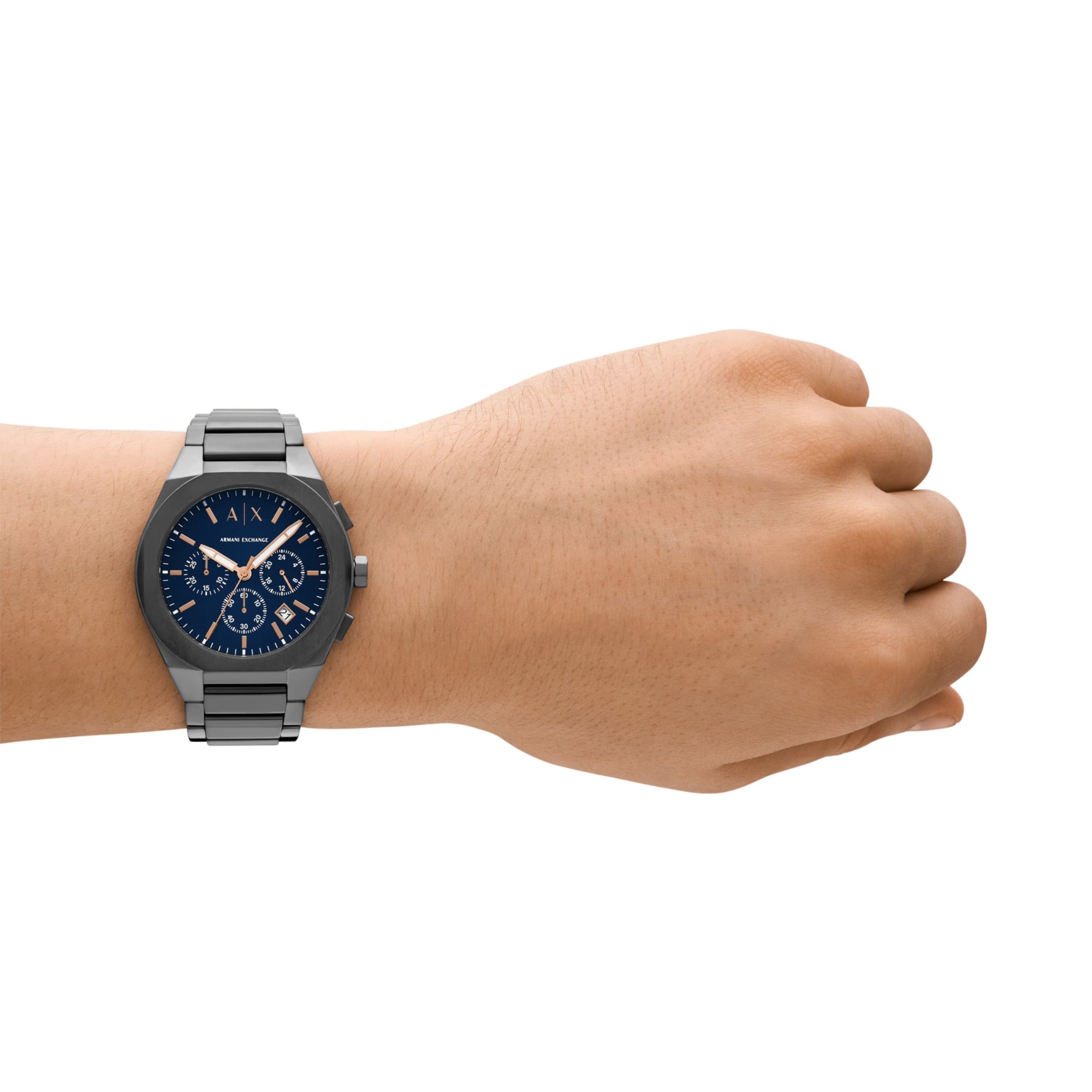 Armani Exchange Sync Chronograph Blue Dial Steel Strap Men's Watch AX4182