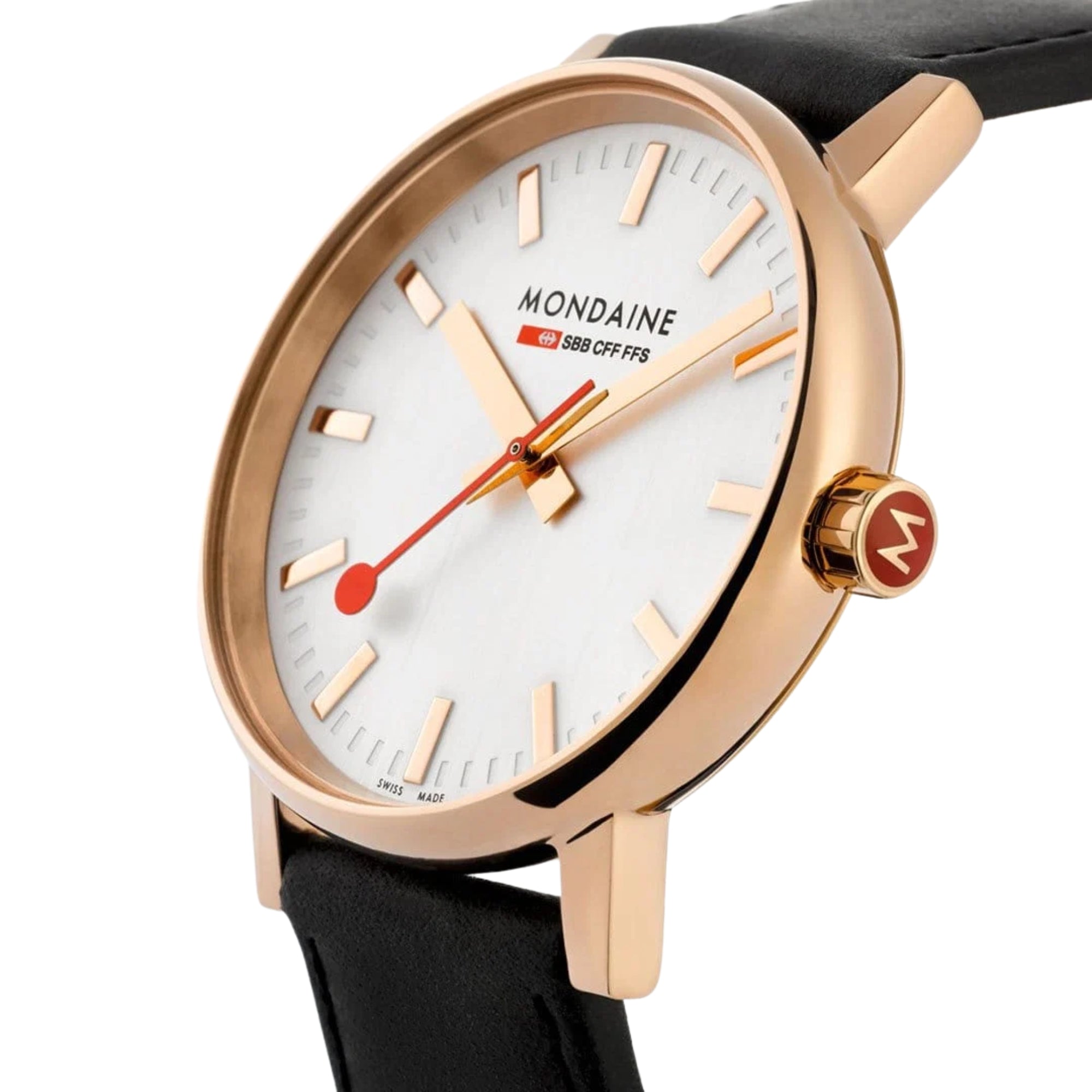 Reloj Mondaine EVO2 Quartz de 40 mm con esfera blanca y correa de cuero MSE.40112.LB