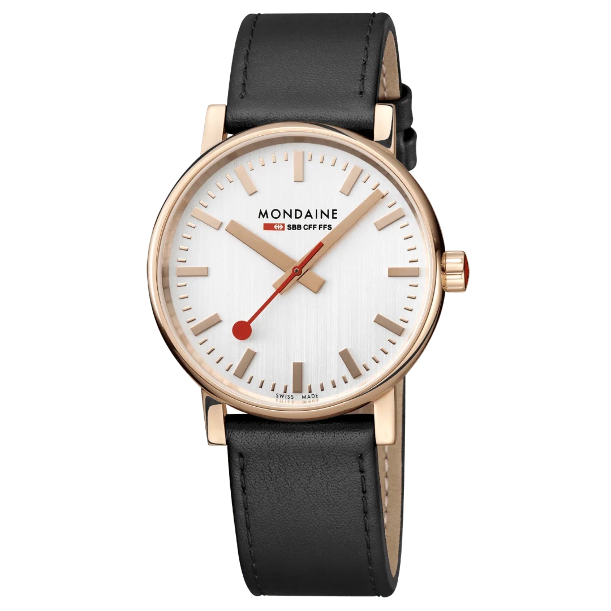 Reloj Mondaine EVO2 Quartz de 40 mm con esfera blanca y correa de cuero MSE.40112.LB
