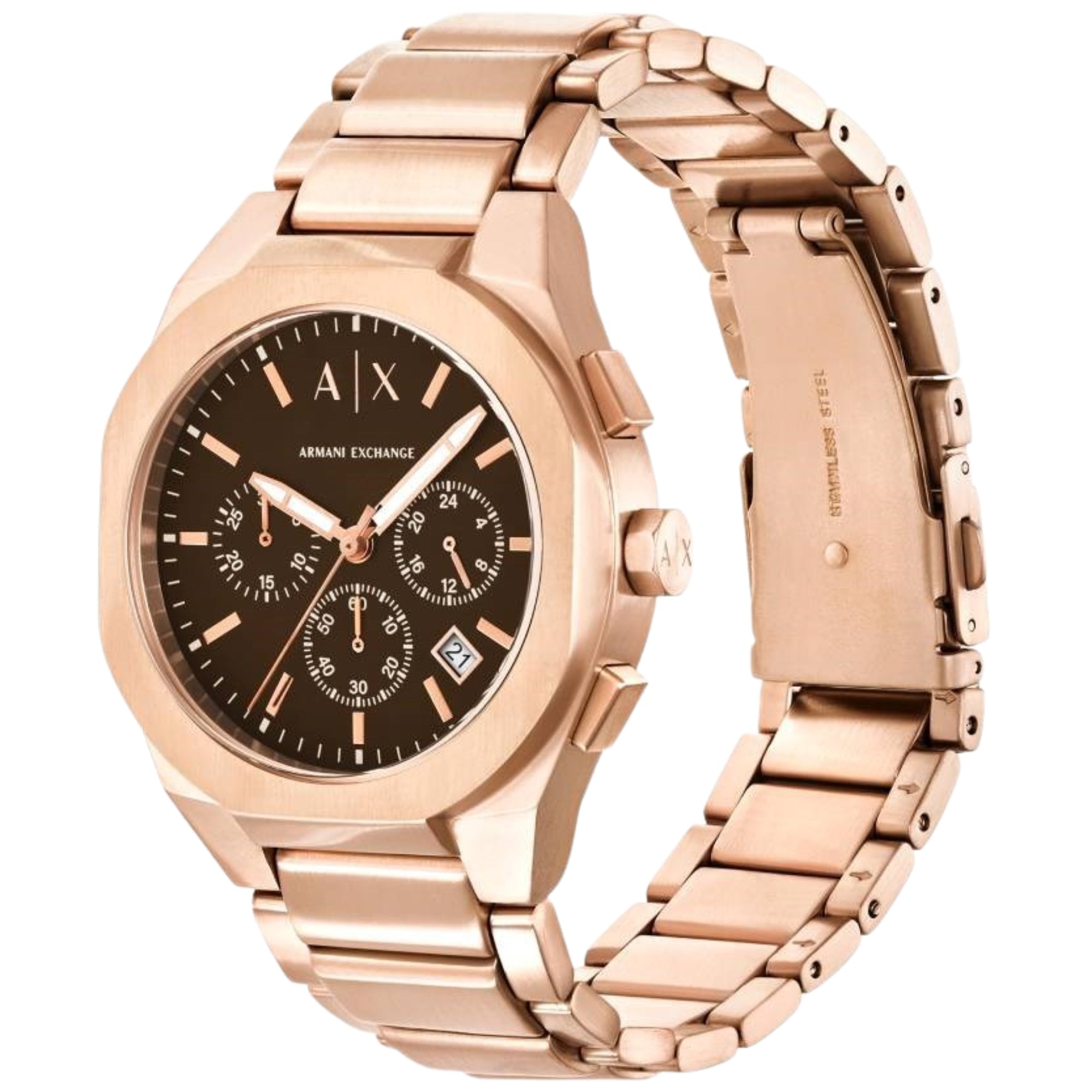Armani Exchange Sync 42mm Chronograph Brown Dial Steel Mens Quartz Watch AX4188