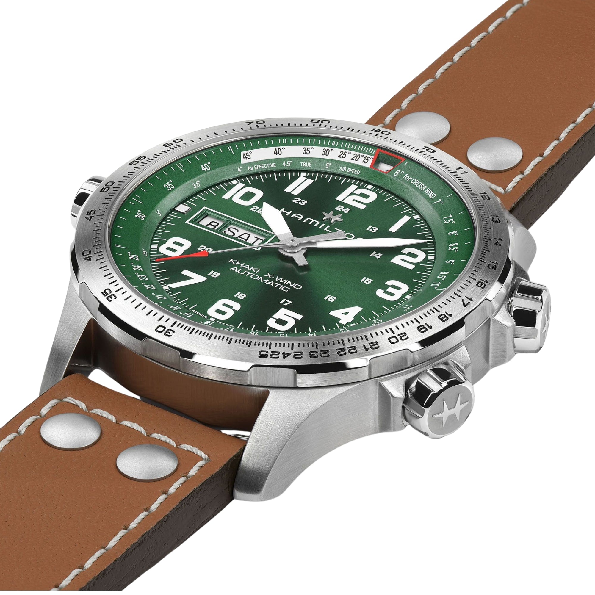  Hamilton Khaki Aviation H77735560 45mm green dial with inner rotating bezel side profile
