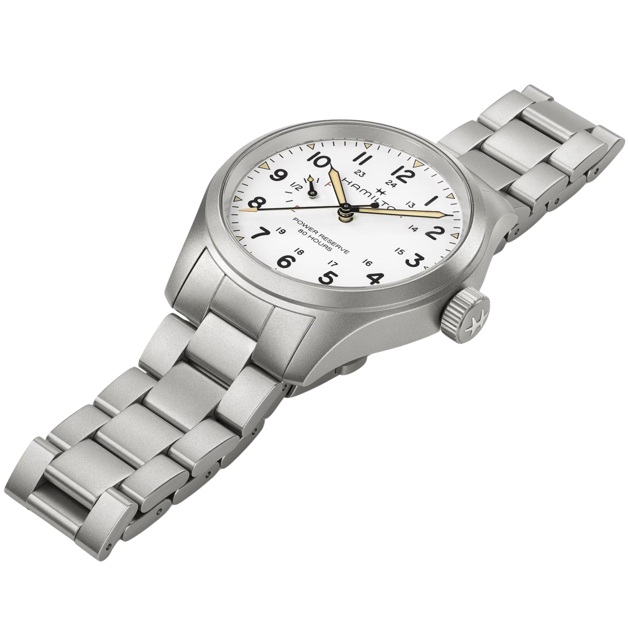 Hamilton Khaki Field H69509110 40mm sandblasted stainless steel case side profile