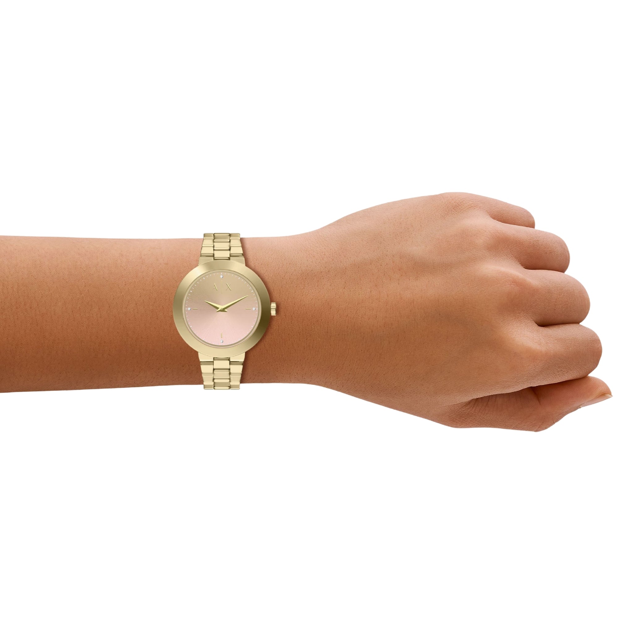 Armani Echange Jackie 36mm Pink Dial Steel Ladies Quartz Watch AX5182