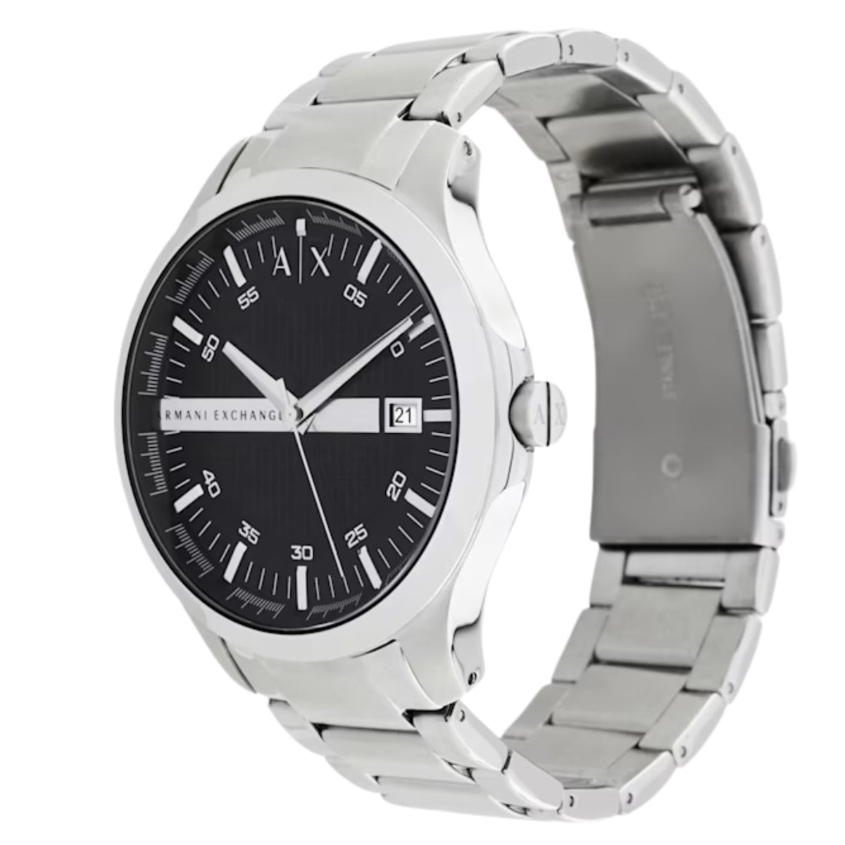 Armani Exchange Hampton 46mm Black Dial Steel Mens Quartz Watch AX2103