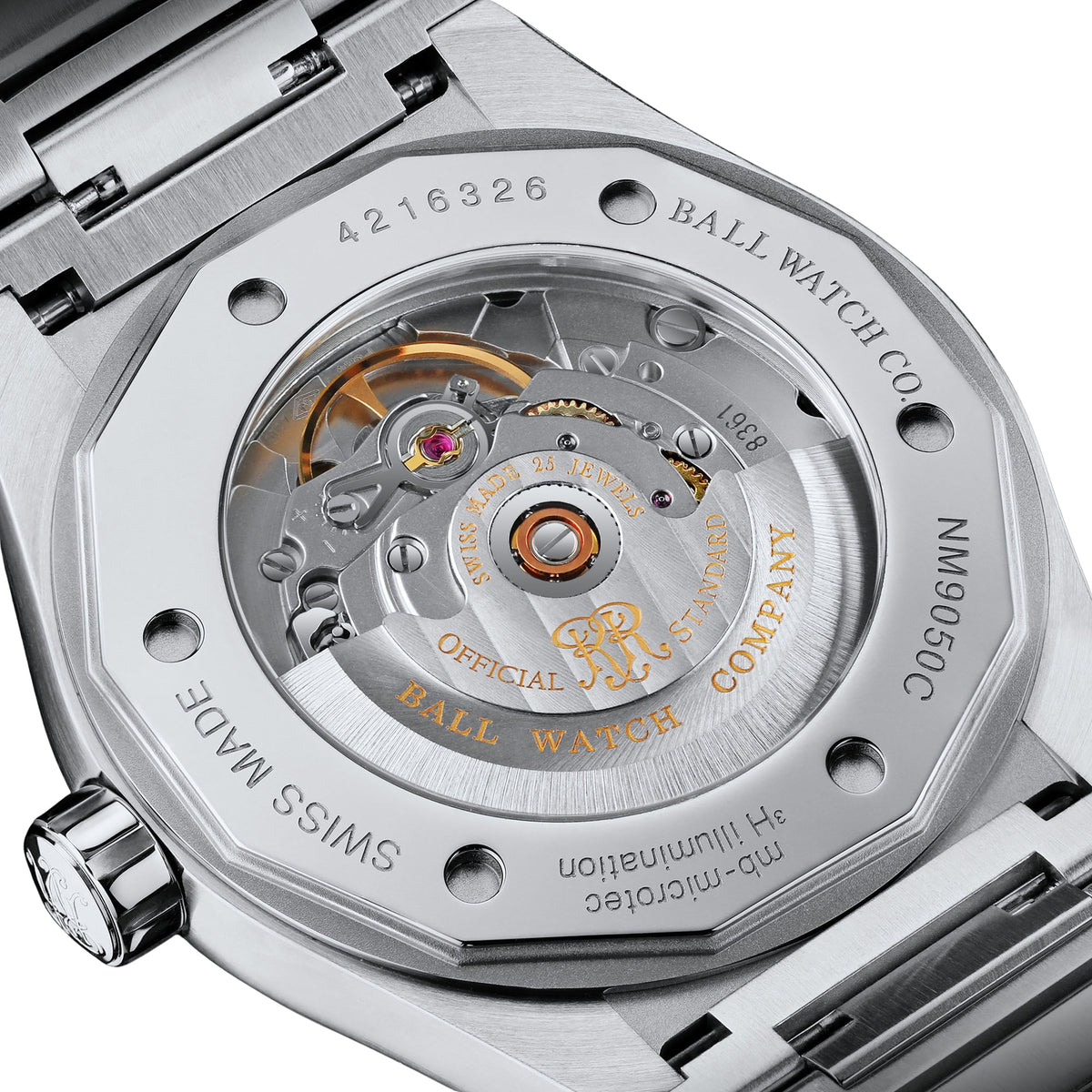 BALL Roadmaster Perseverer schwarzes Zifferblatt Edelstahl Armband Herren Uhr NM9050C-S1-BK