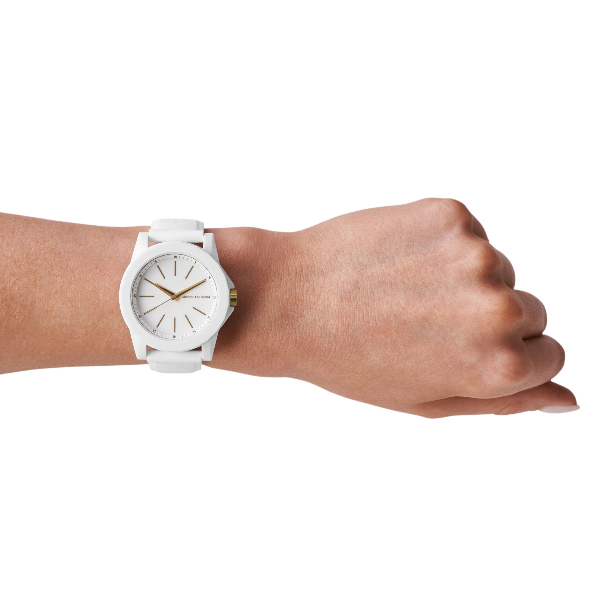 Armani Exchange Banks 40mm White Dial Silicone Ladies Quartz Watch AX7126