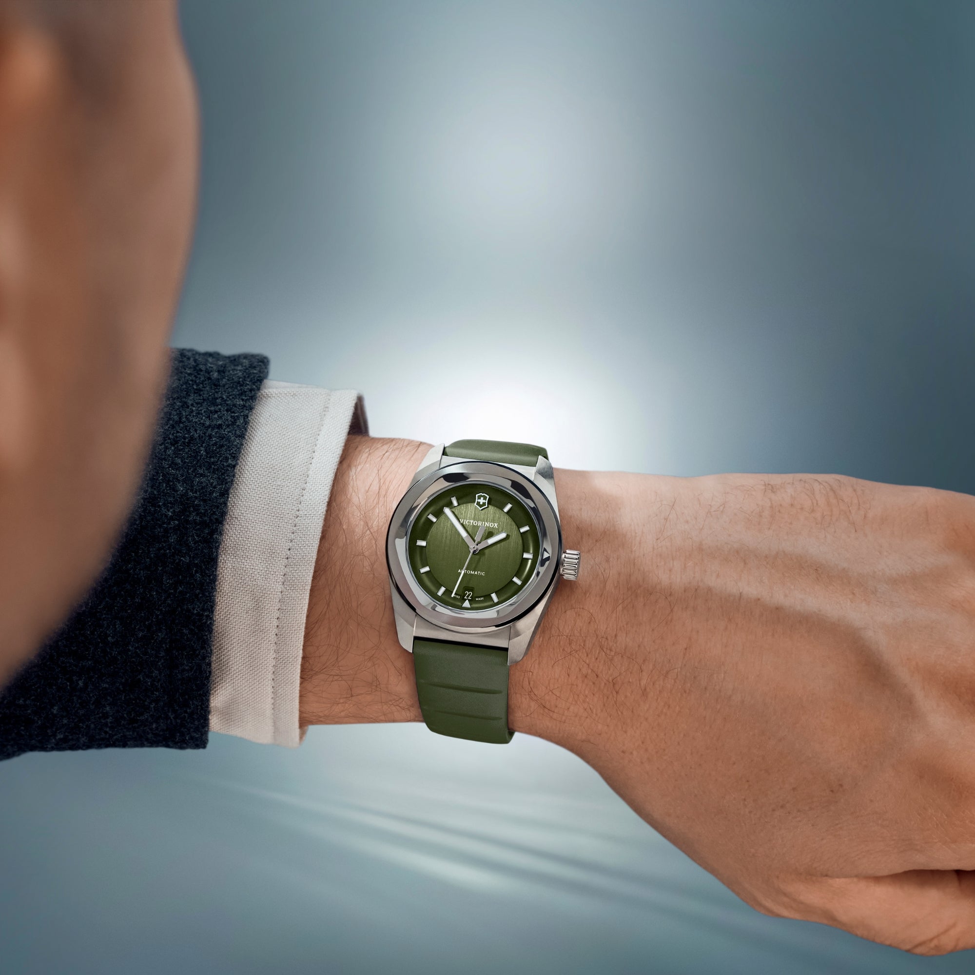 Victorinox Concept One 39mm Green Dial Rubber Automatic Watch 242058