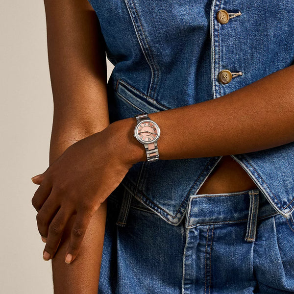 Fossil Virginia 30mm Rose Gold Dial Steel Ladies Quartz Watch ES3405