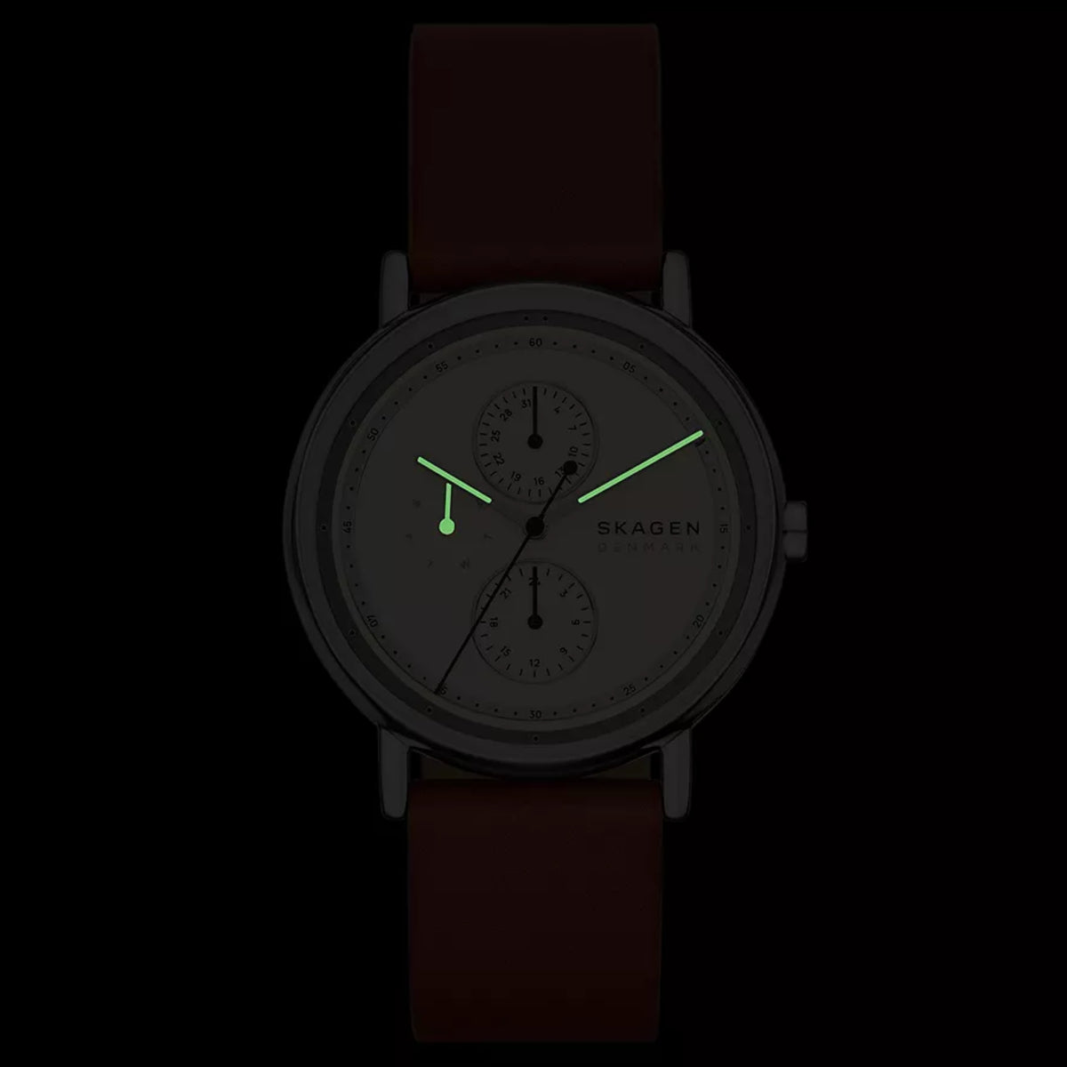 Skagen Signatur Multifunction Cream Dial Leather Strap Men's Watch SKW6942