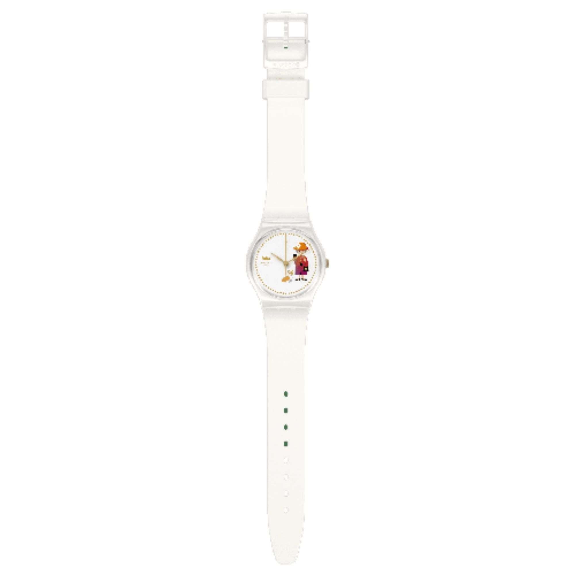 Swatch How Majestic Queen White Dial White Silicone Strap Unisex Watch GZ711