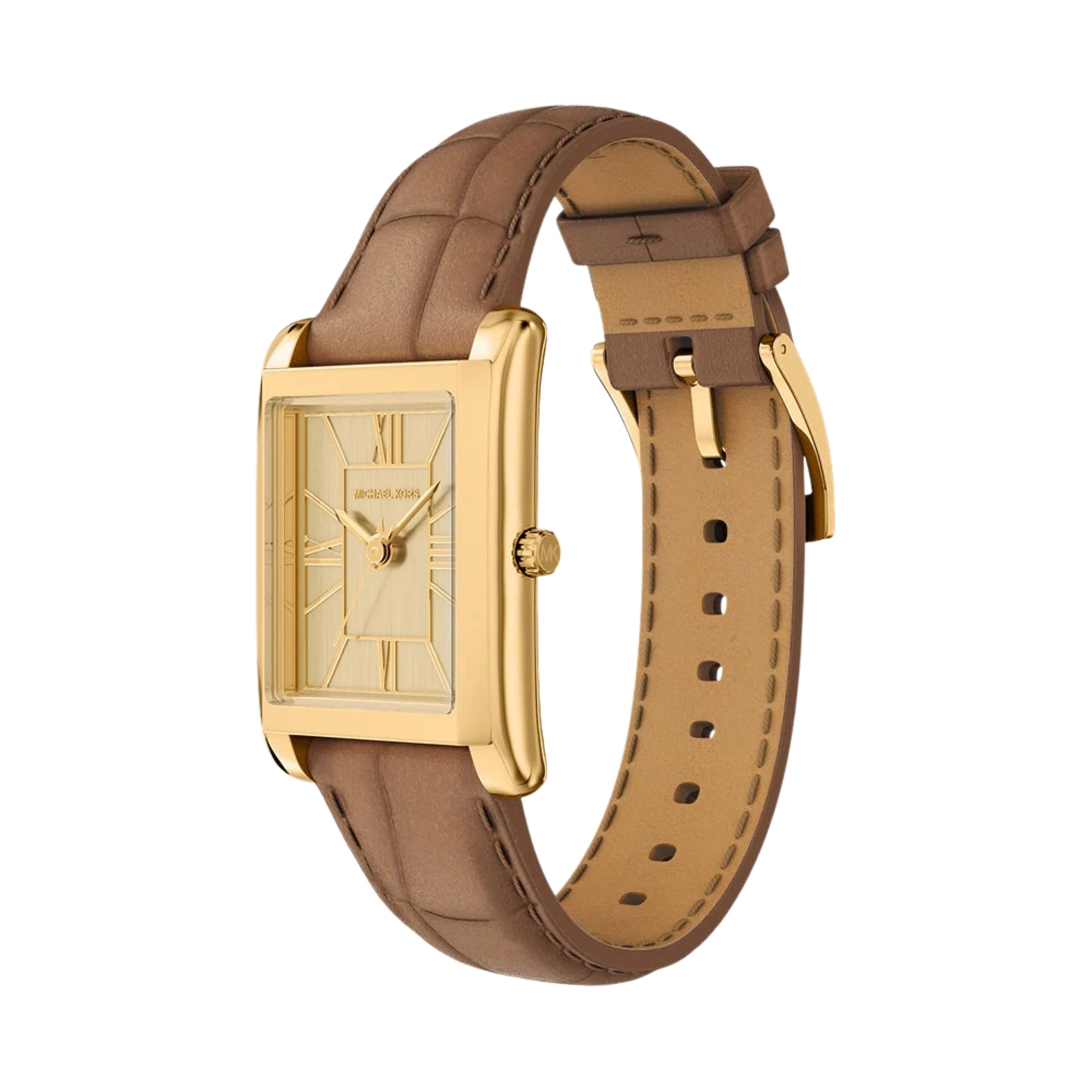 Michael Kors Essex 26mm Gold Dial Leather Ladies Quartz Watch MK7584