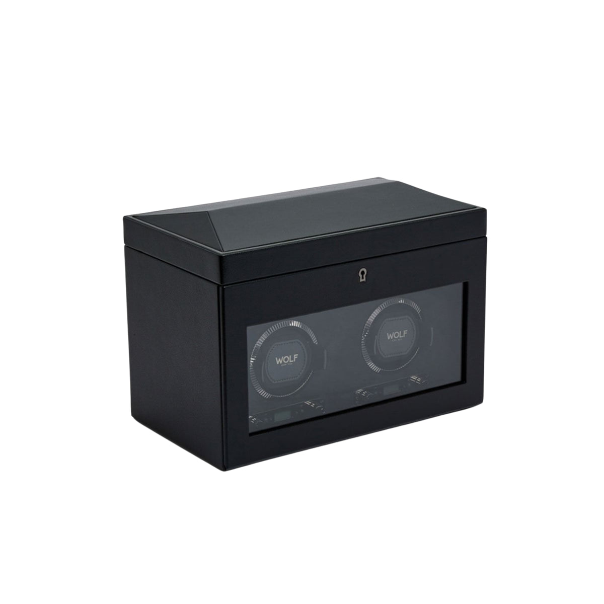 WOLF British Racing Black Double Watch Winder with Storage 792202