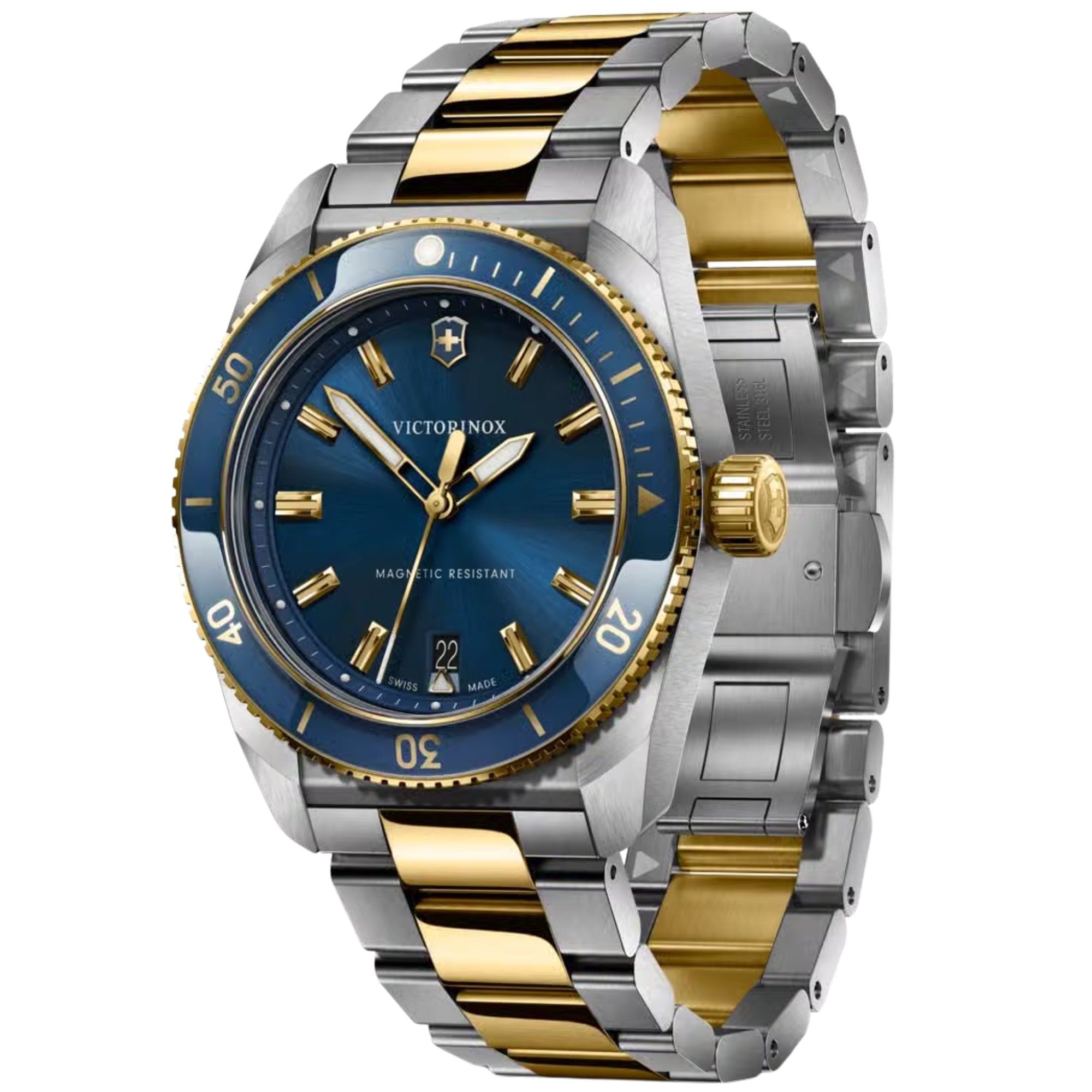 Victorinox Maverick 39mm Blue Dial Two-Tone Steel Watch 242100