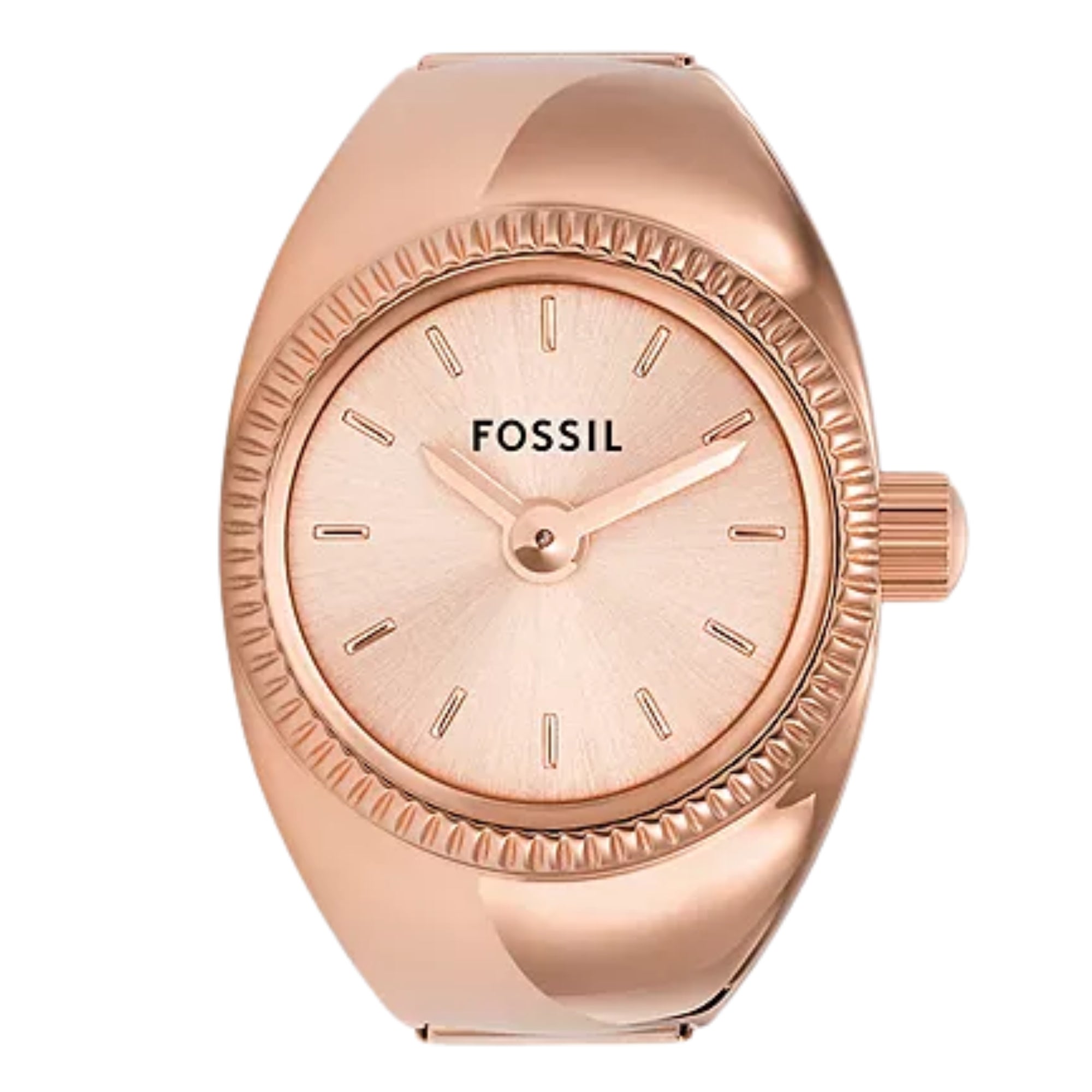 Fossil 15mm Rose Gold Dial Steel Ladies Quartz Watch Ring ES5247