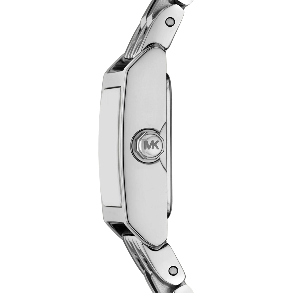 Michael Kors Georgie MK4933 rear view showing silver-tone steel bracelet clasp