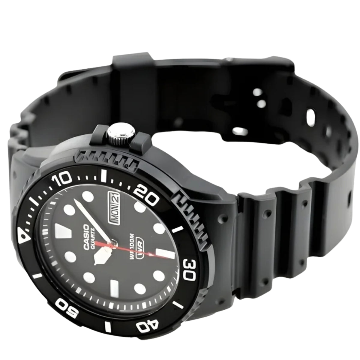 Casio Vintage Diver Schwarzes Zifferblatt Harzarmband Herren Uhr MRW-230H-1E1VEF