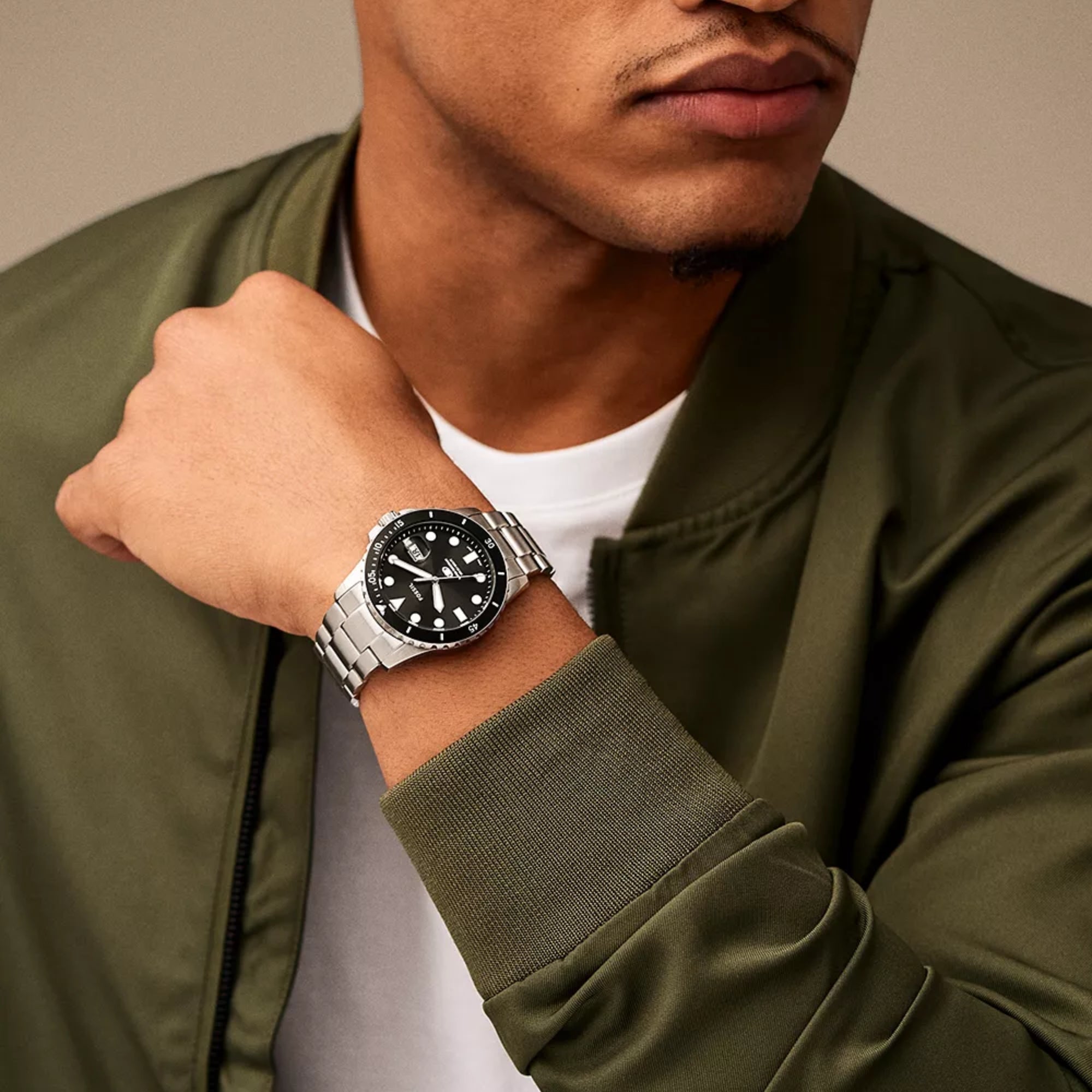 Fossil Blue Dive 42mm Black Dial Steel Mens Quartz Watch FS6032