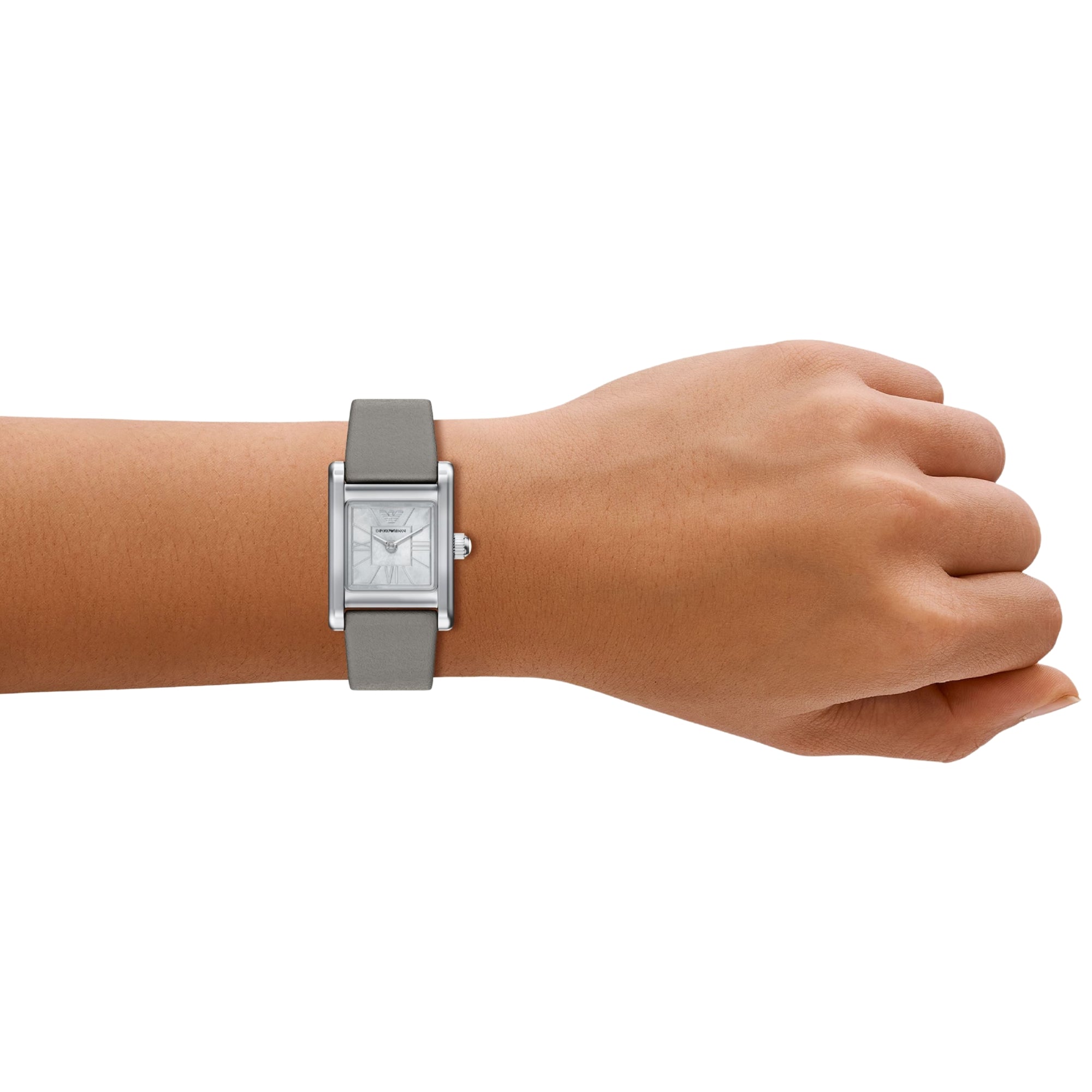 Emporio Armani Genni 19mm White Mother of Pearl Dial Leather Ladies Quartz Watch AR11764