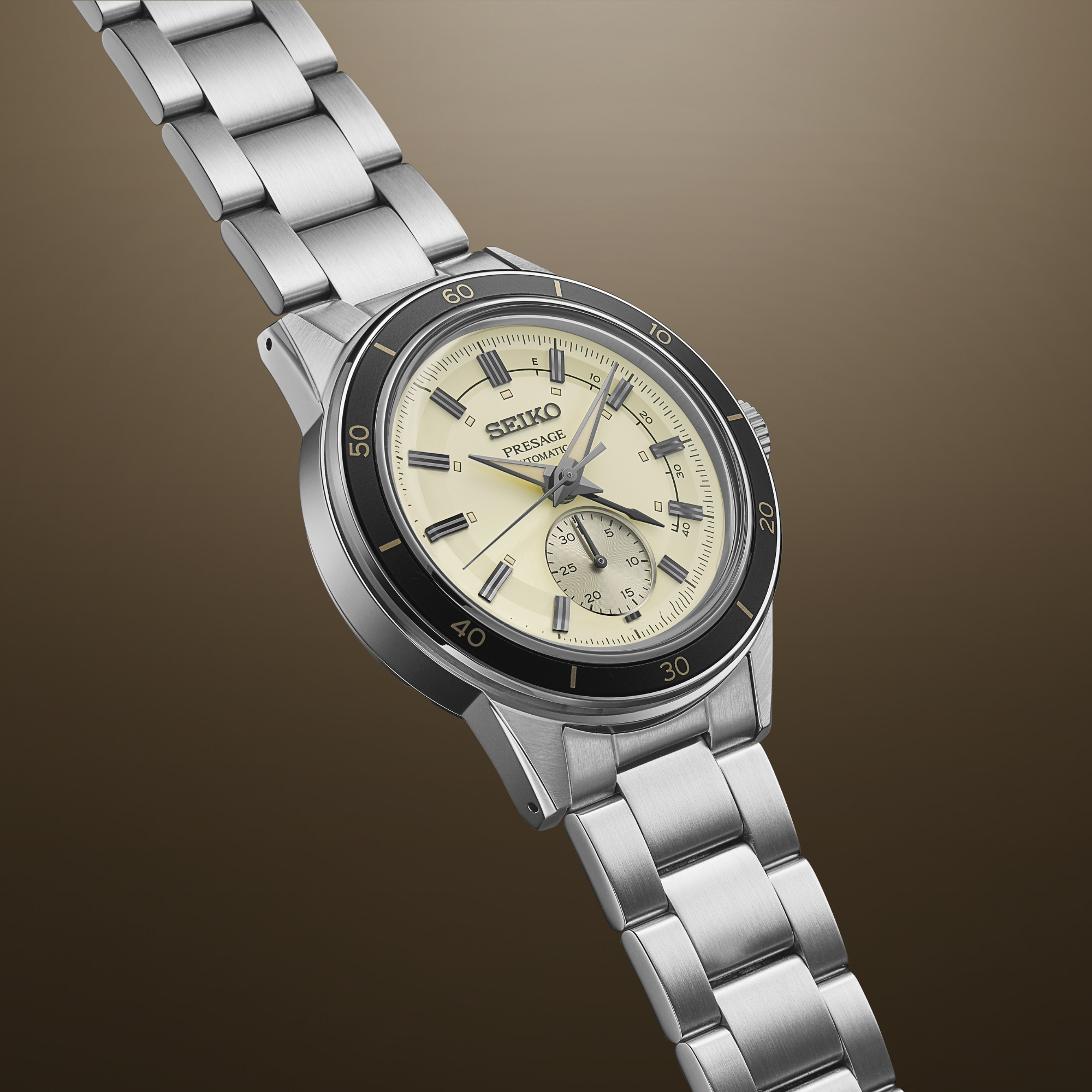 Seiko Presage Style 60s Automatic Ivory Dial Stainless Steel Bracelet Men's Watch SSA447J1