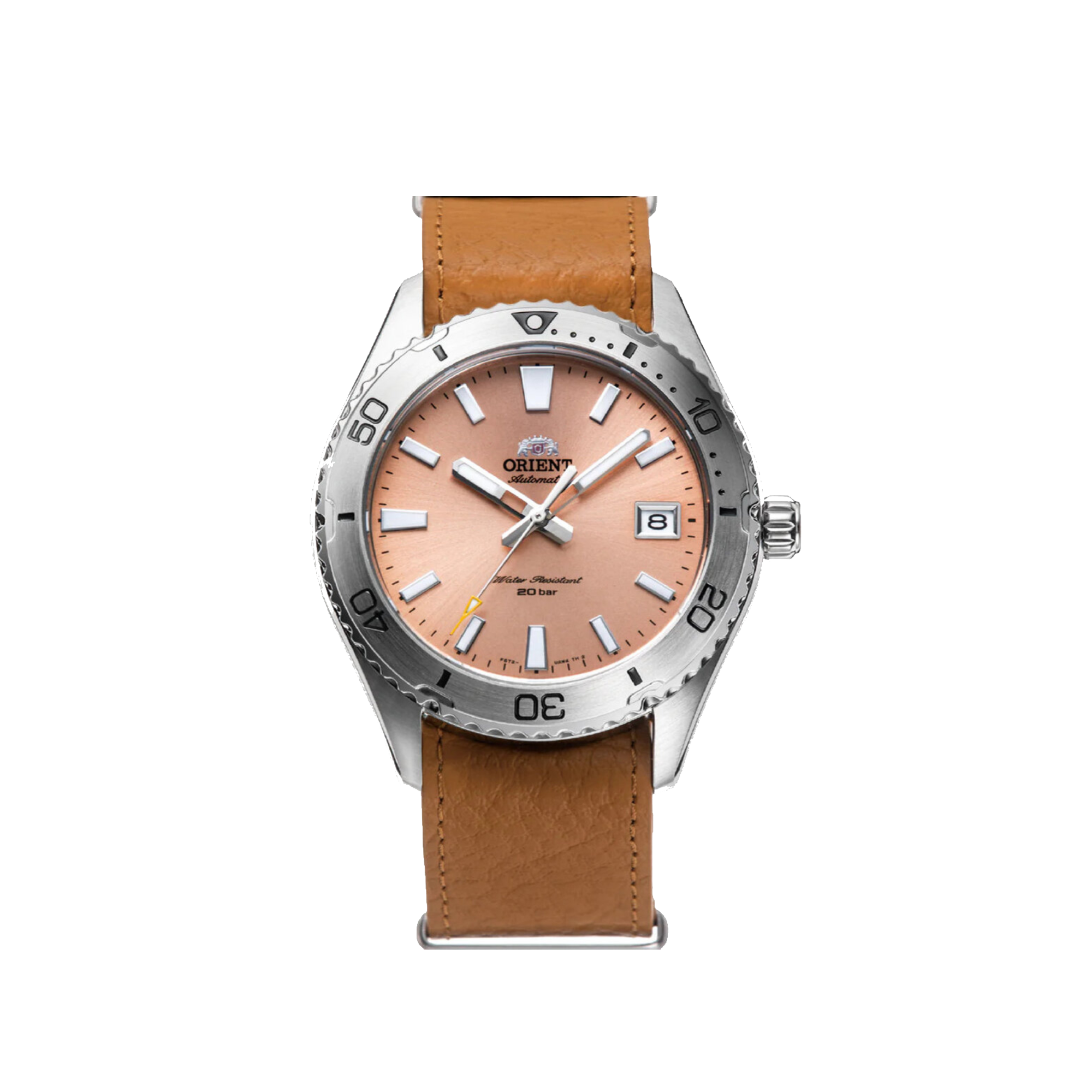 Orient Mako Automatic Apricot Dial Leather Strap Men’s Watch RA-AC0Q05P30B