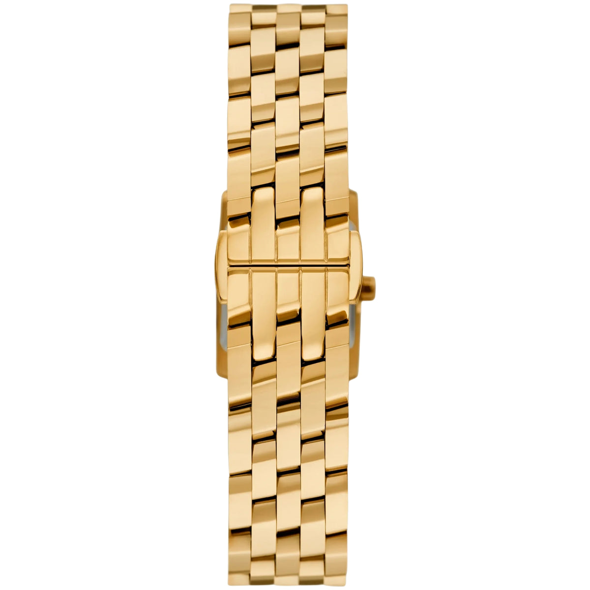 Michael Kors Georgie MK4931 side profile showing slim case with engraved MK crown and gold-tone steel bracelet