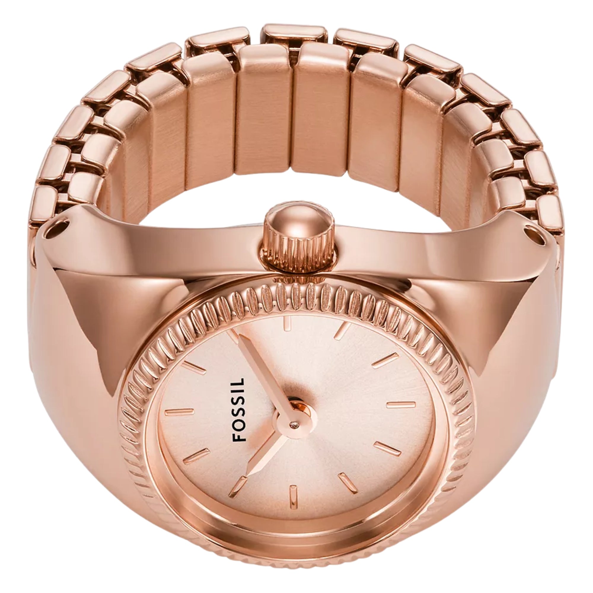 Fossil 15mm Rose Gold Dial Steel Ladies Quartz Watch Ring ES5247