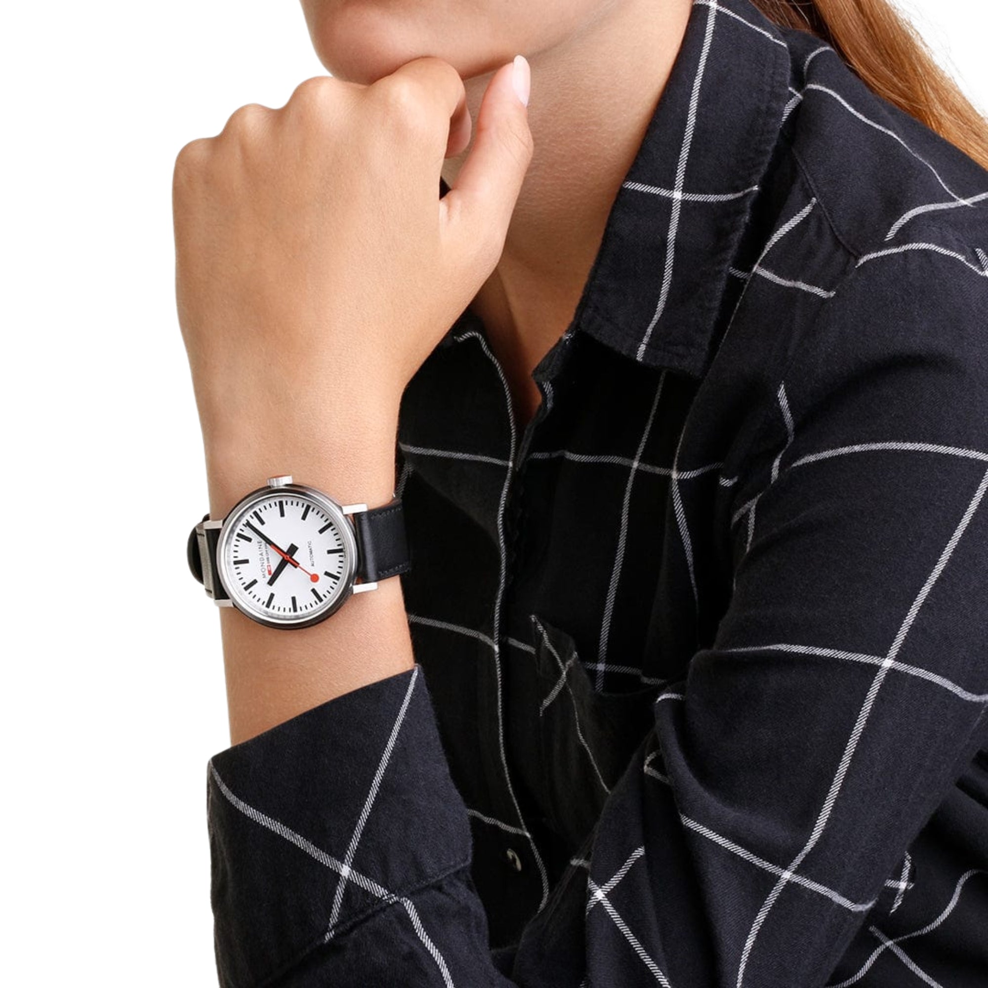 Mondaine The Original Automatik Weißes Zifferblatt Leder Uhr MST.4161B.LBV